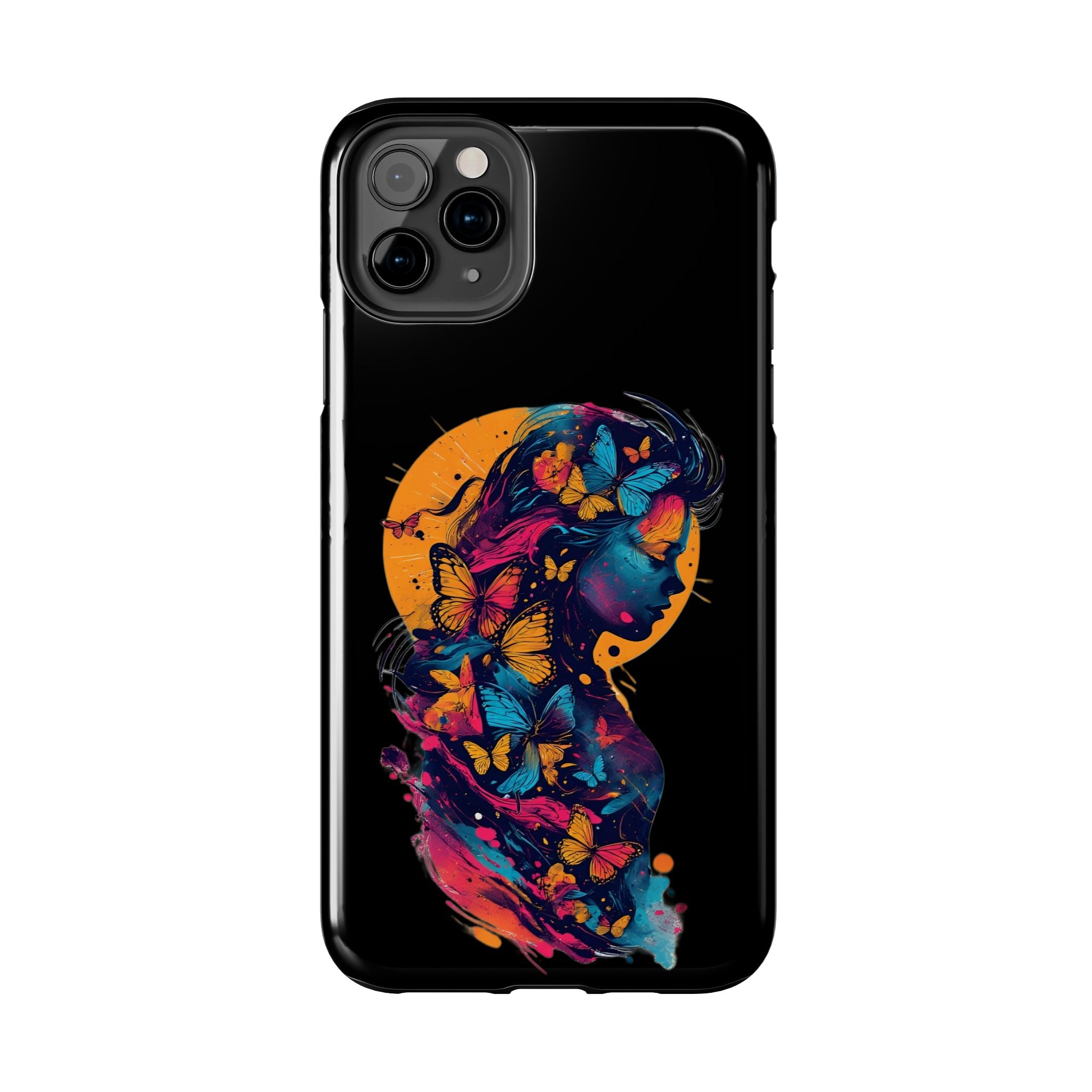 Butterfly Silhouette Tough Phone Case — Colorful Woman Art Protective Cover