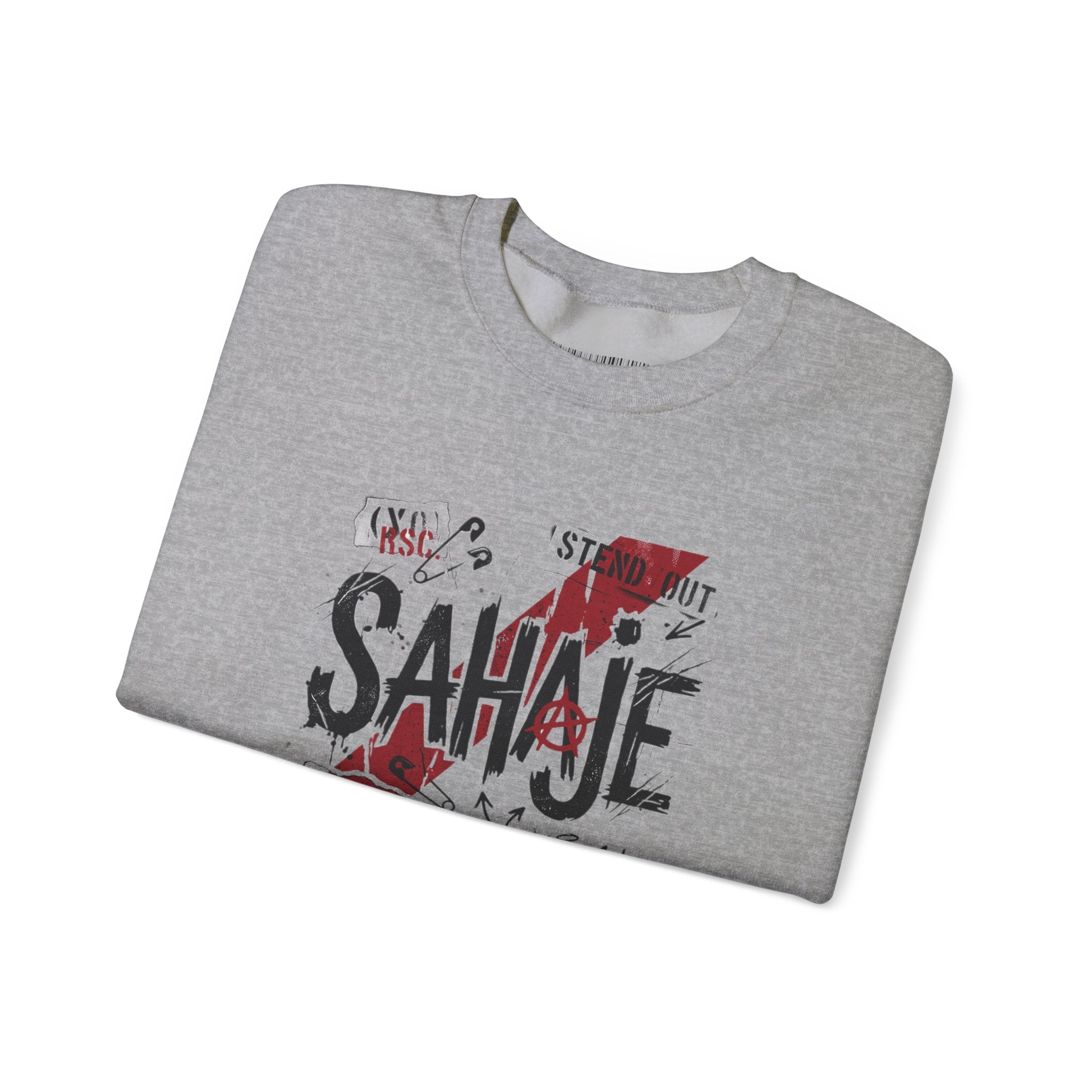 Crewneck Sweatshirt — 'Sahaje' Distressed Script Graphic