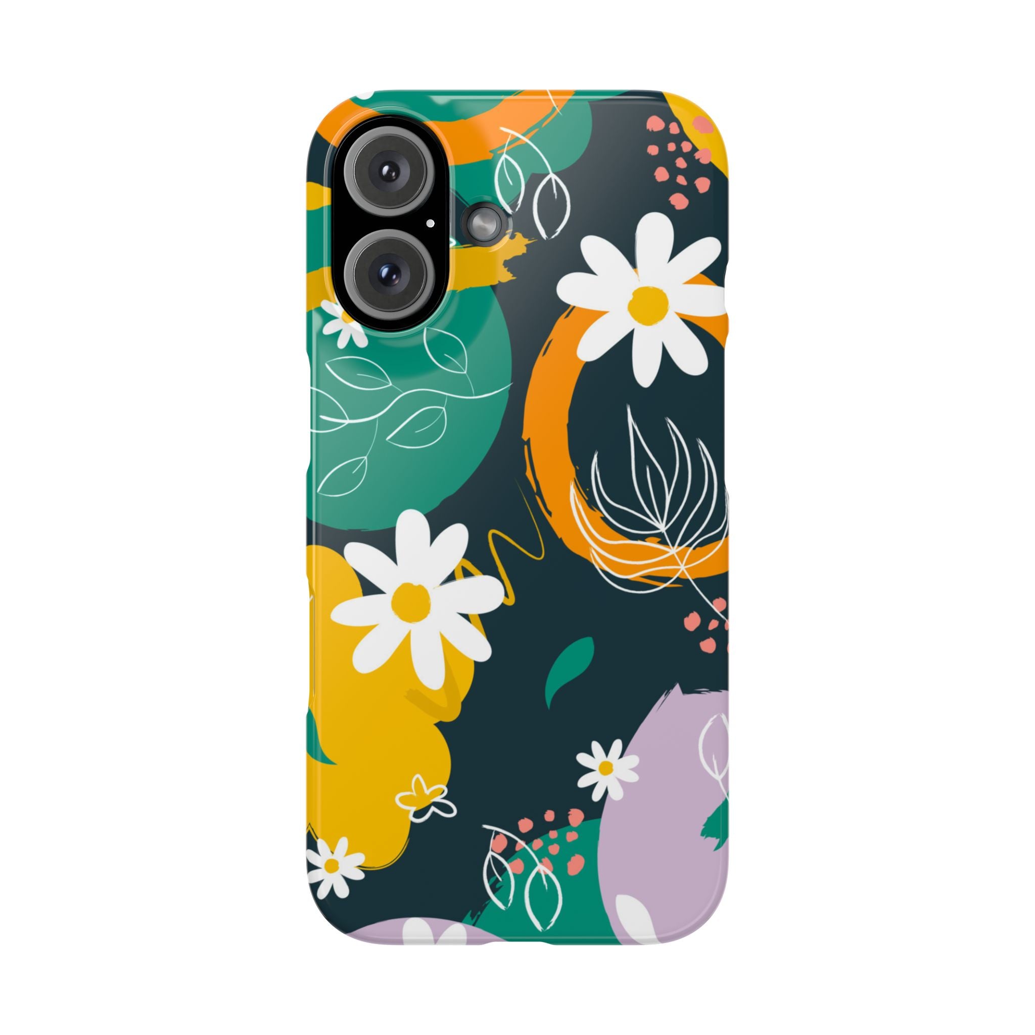 Floral Circle Slim Phone Case — Colorful Abstract Daisies Phone Cover
