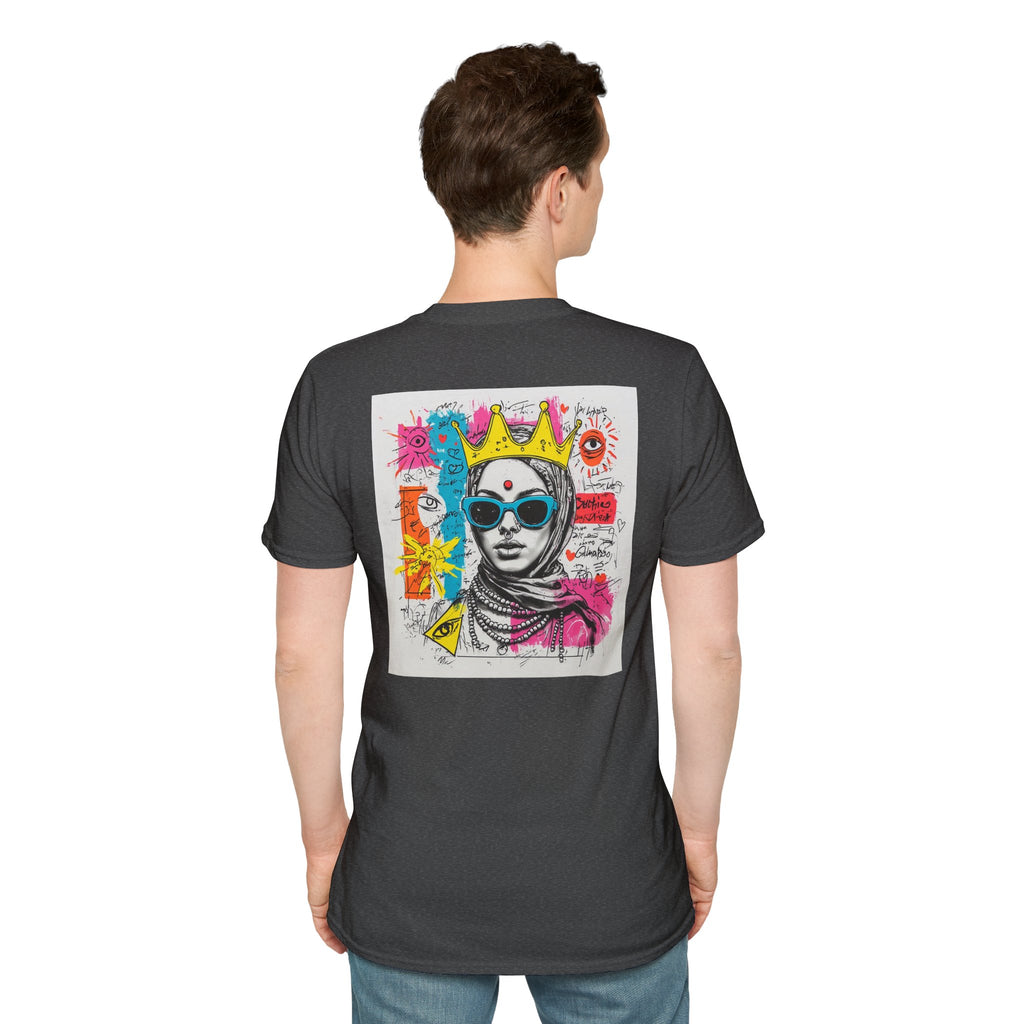 Street Art Portrait T-Shirt — Colorful Crowned Woman Graphic Tee