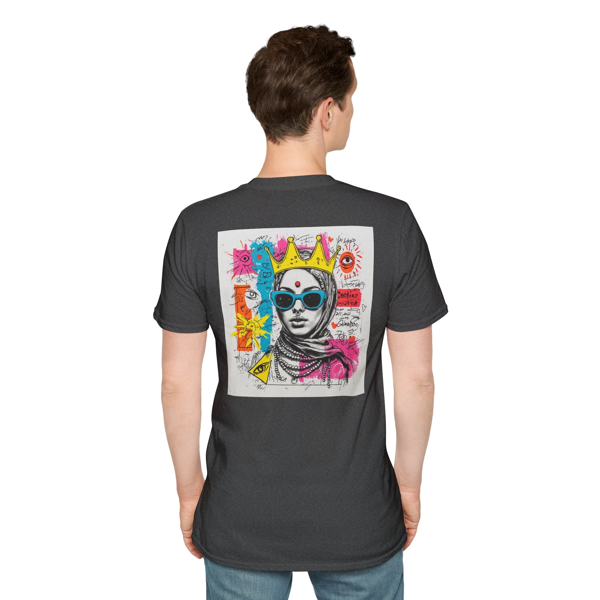 Street Art Portrait T-Shirt — Colorful Crowned Woman Graphic Tee