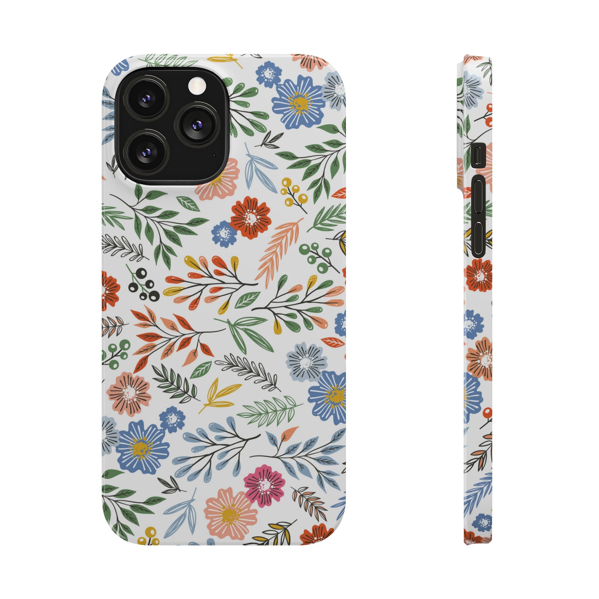 Slim Floral Phone Case — Colorful Hand-Drawn Wildflower Design
