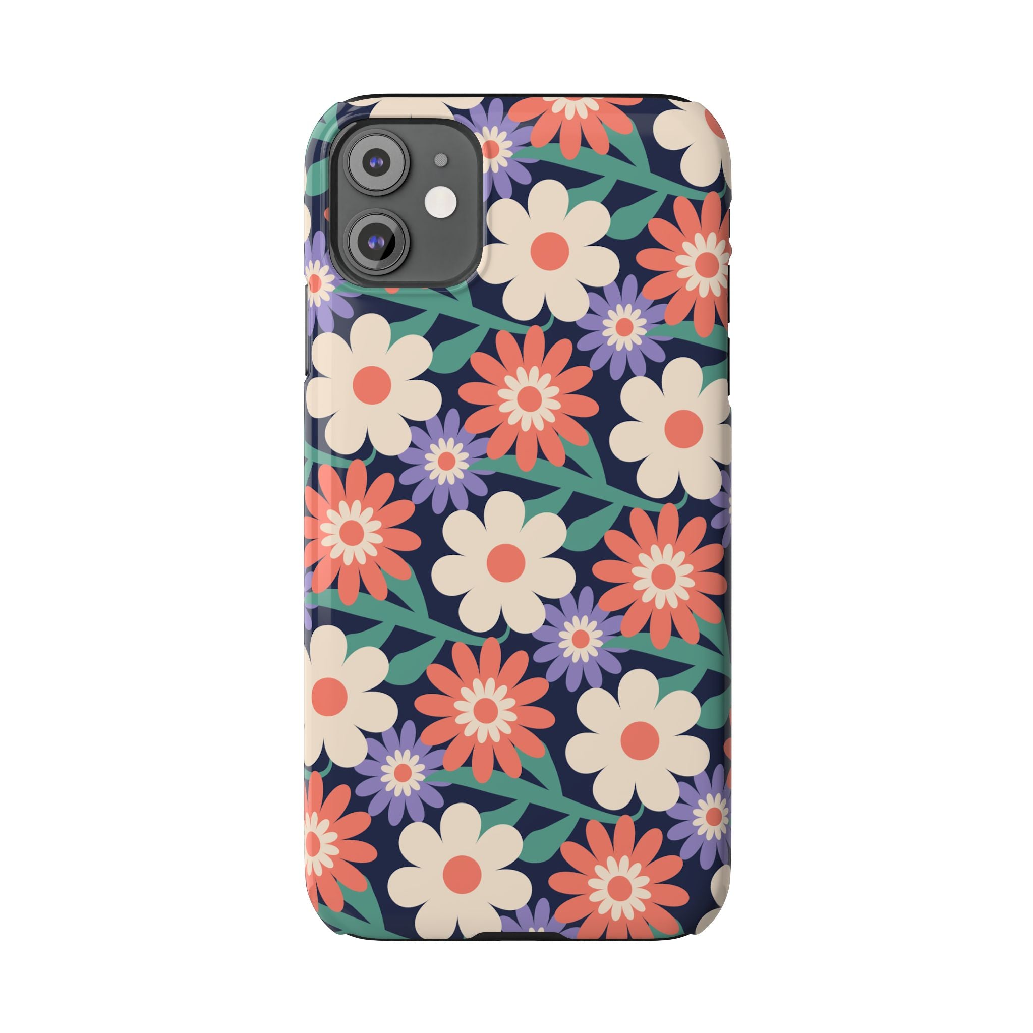 Floral Retro Slim Phone Case – Navy Ditsy Flowers