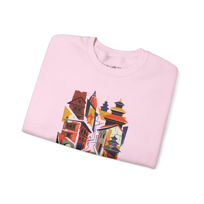 Crewneck Sweatshirt — Abstract Cityscape Graphic (Colorful Architectural Illustration)