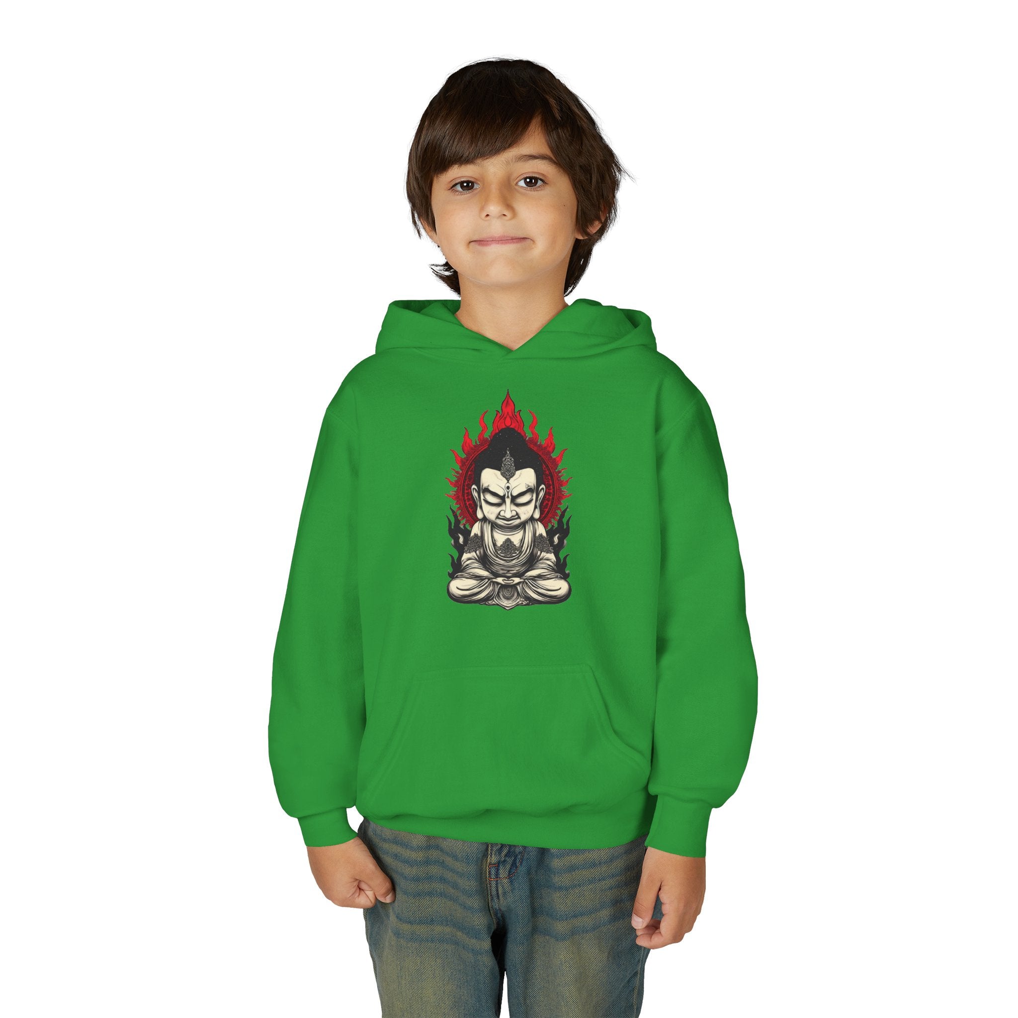 Youth Hoodie — Flaming Meditating Demon Graphic