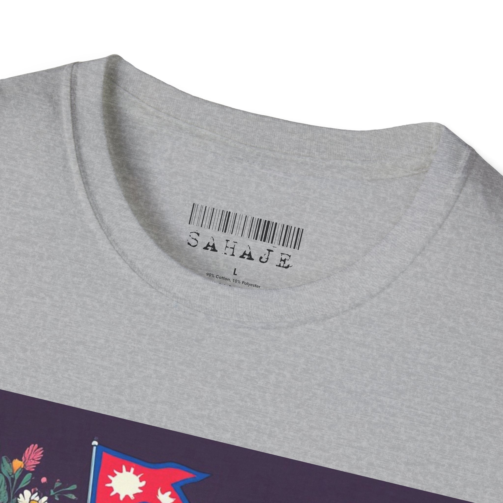 Bicycle Floral T-Shirt – Pink Bike with Baskets & "Sahaje" Text