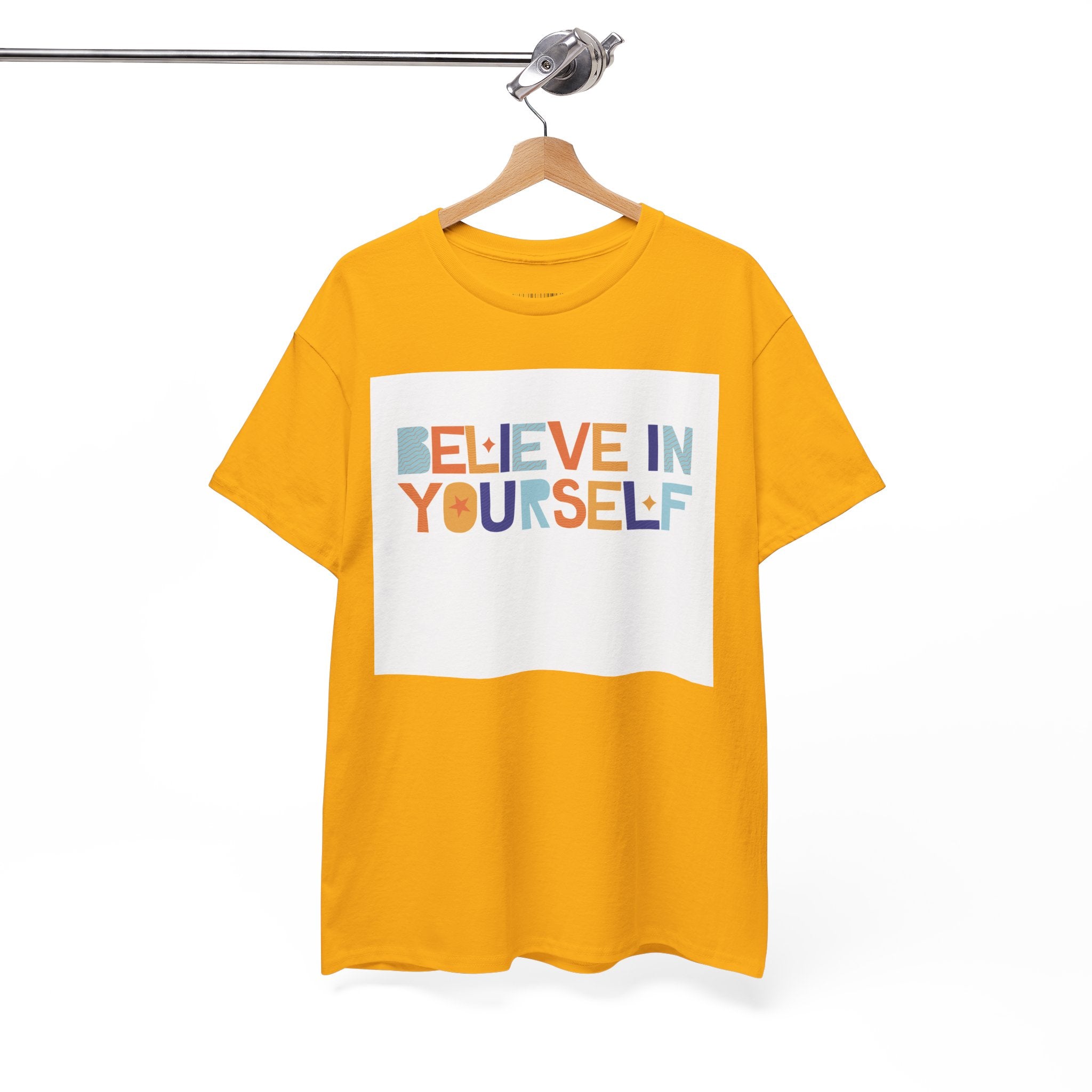 T-Shirt — "Believe in Yourself" Colorful Retro Motivational Tee