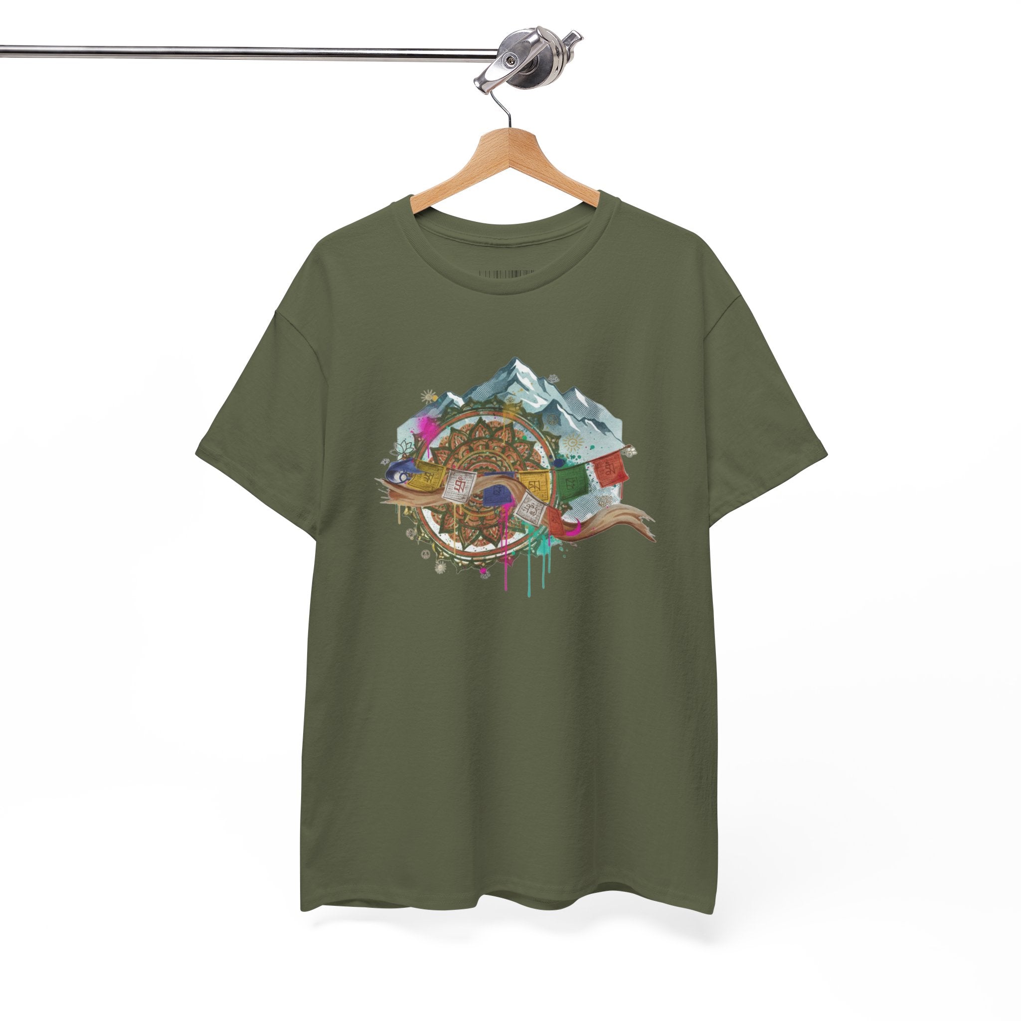 Adventure Compass Graphic Tee — Mountain, Globe & Flag Illustration