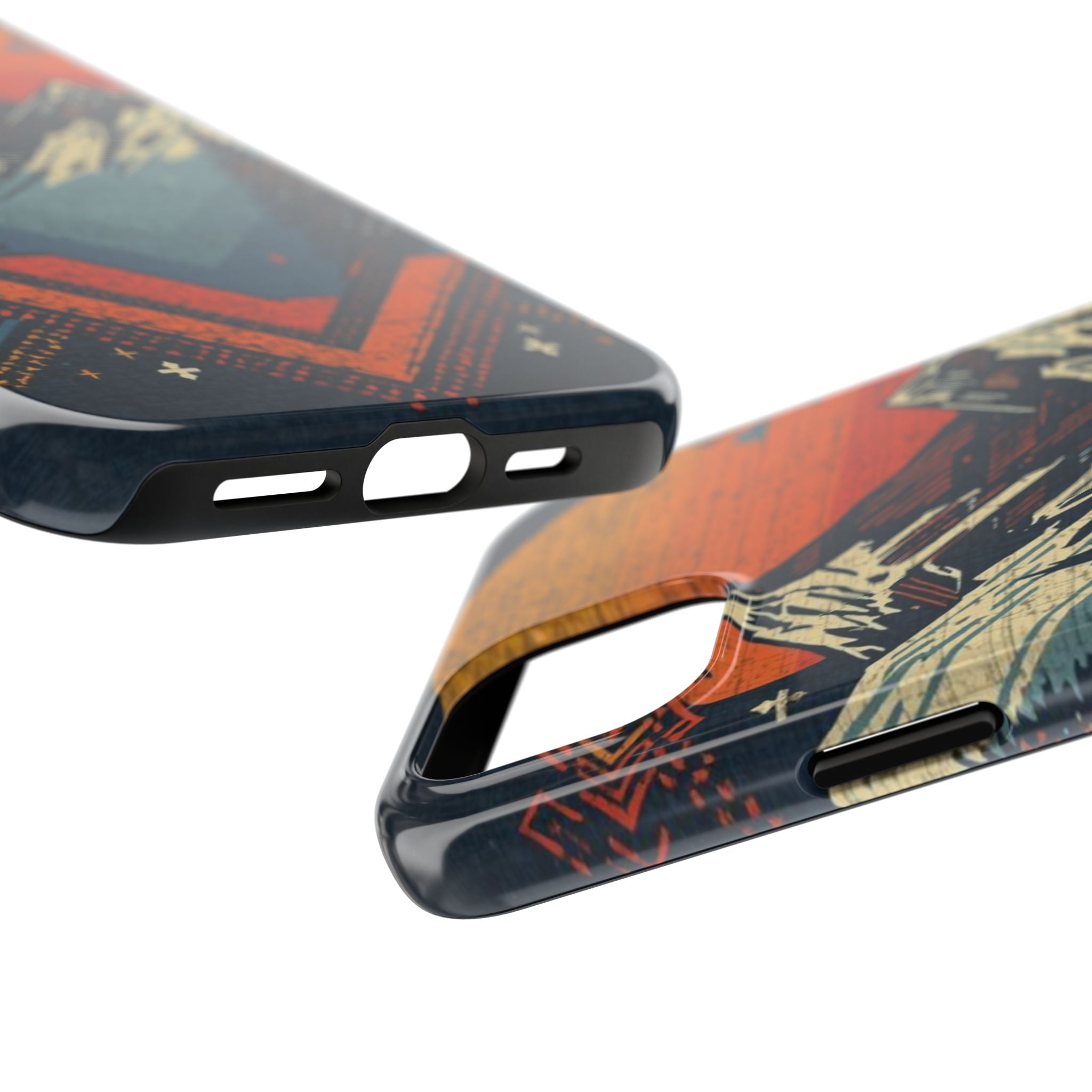 Tough Phone Case — Retro Mountain Sunset Design