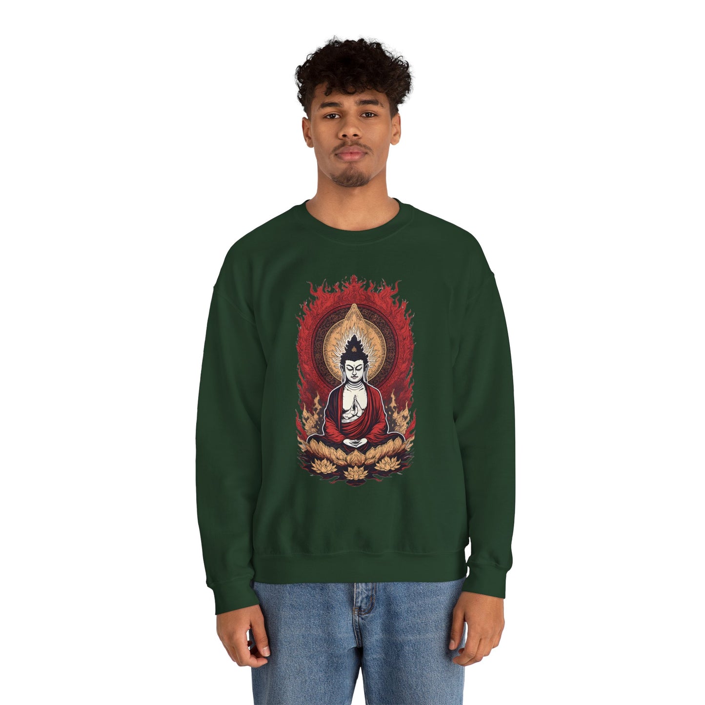 Buddha Lotus Flame Crewneck Sweatshirt