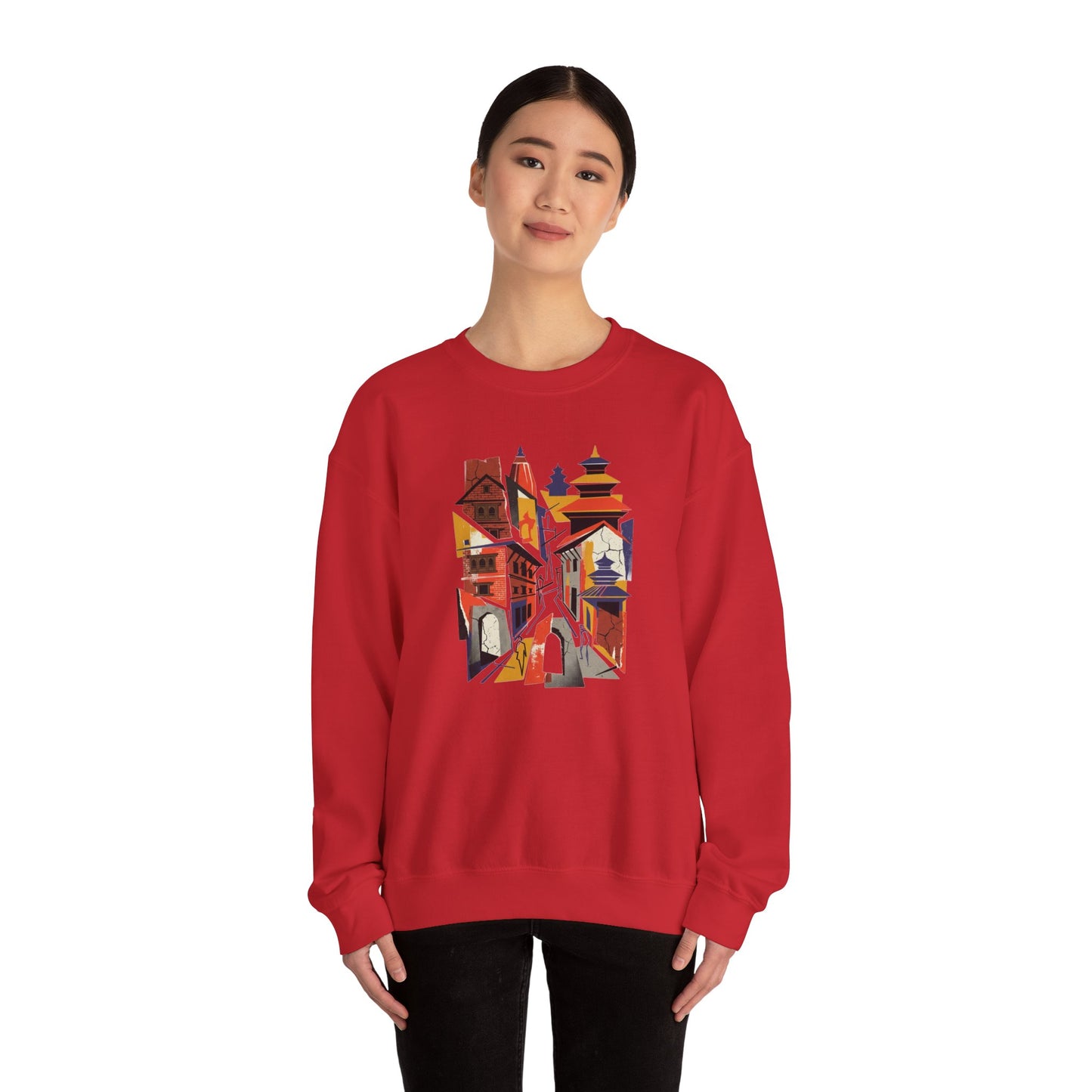 Crewneck Sweatshirt — Abstract Cityscape Graphic (Colorful Architectural Illustration)