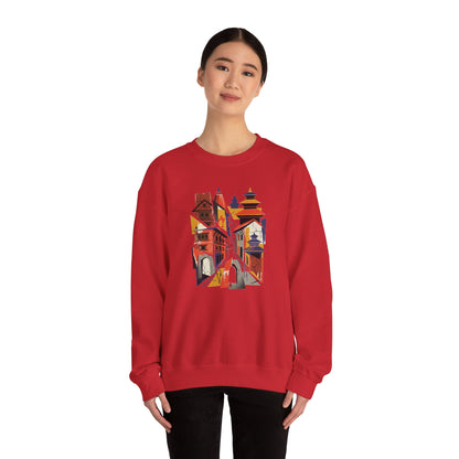 Crewneck Sweatshirt — Abstract Cityscape Graphic (Colorful Architectural Illustration)