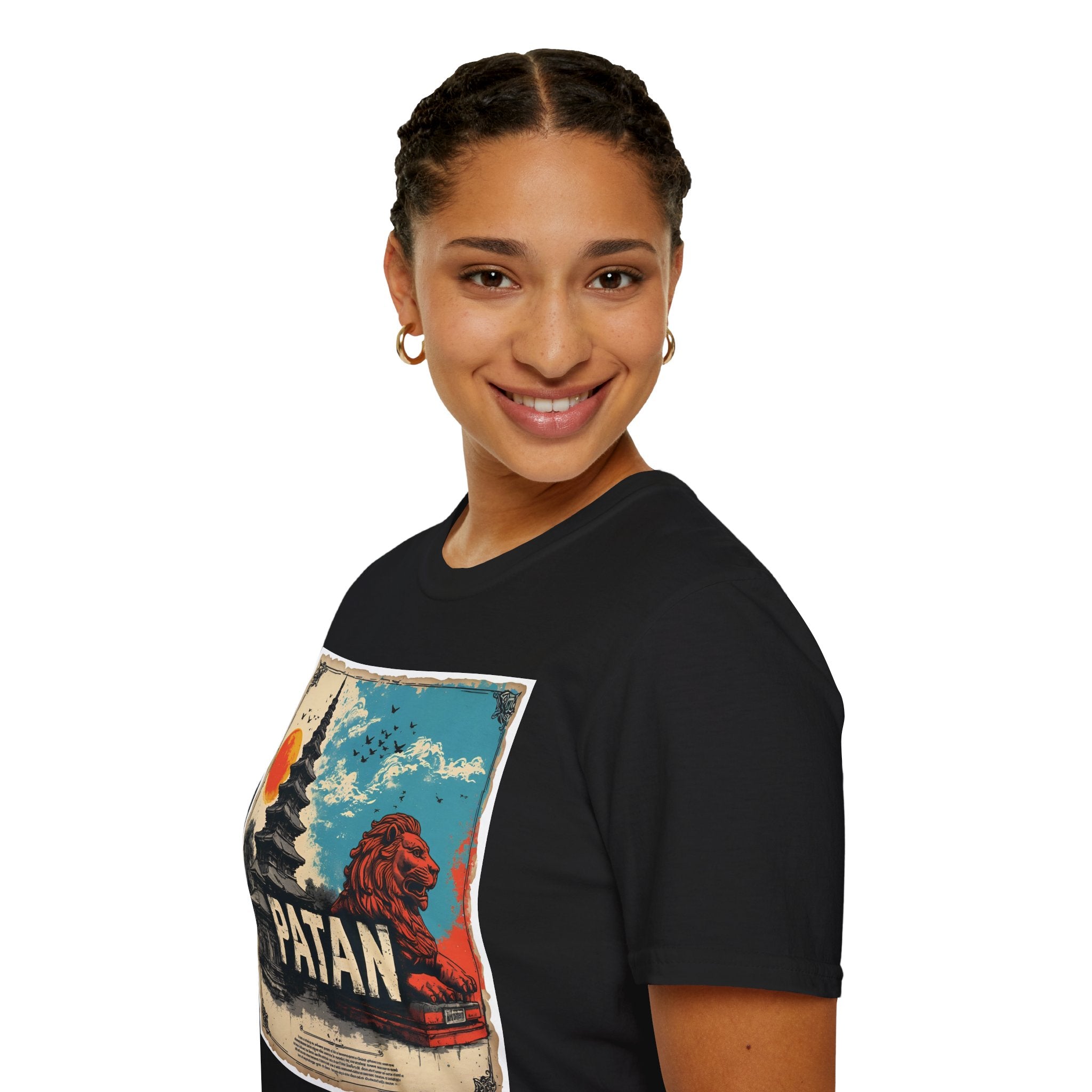 Patan City T-Shirt – Temple & Lion Graphic Tee, Nepali Cultural Heritage Design