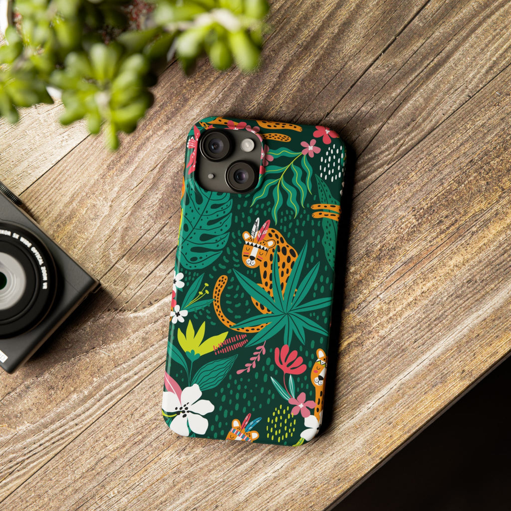 Slim Phone Case — Tropical Jungle Leopard Floral Pattern (Slim Protective Phone Cover)