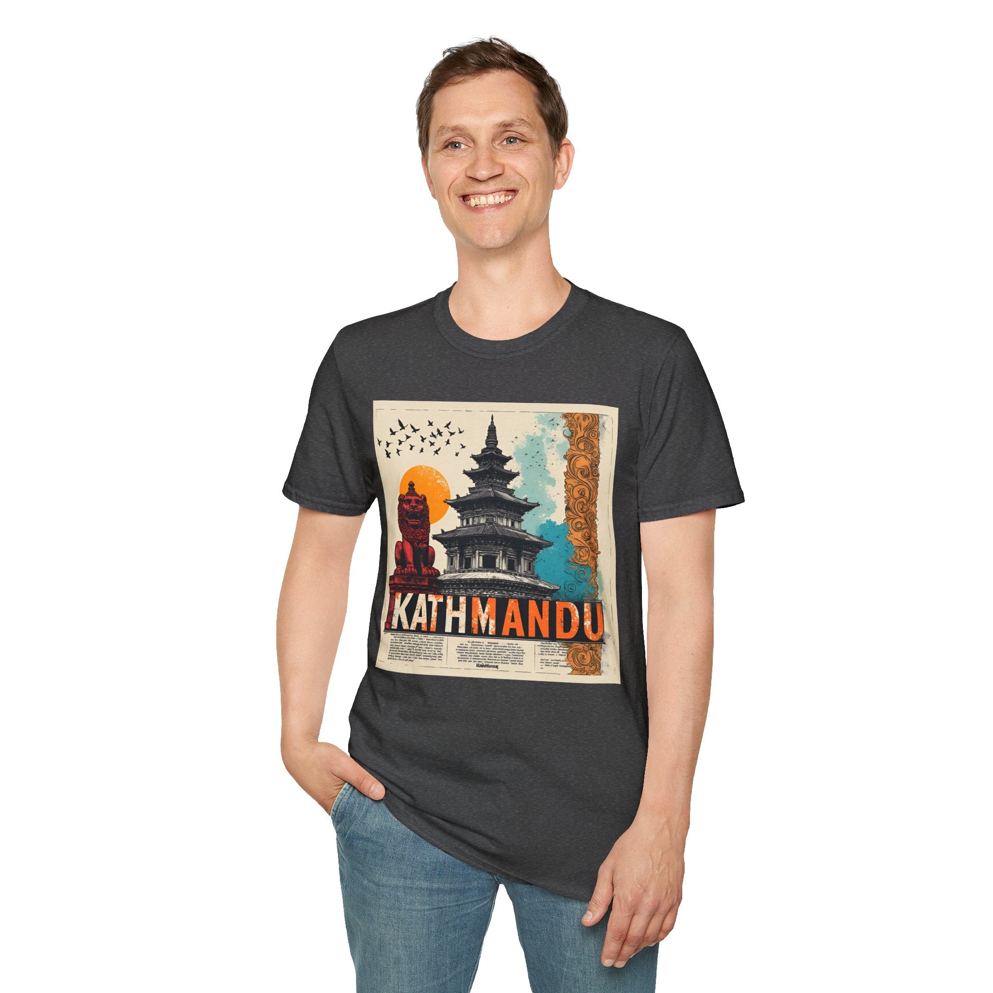 Kathmandu Vintage Travel T-Shirt – Retro Nepal Skyline Graphic Tee, Cultural Tourism Design
