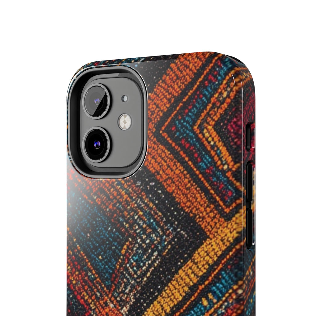 Tough Phone Case — Boho Geometric Rug Pattern, Protective iPhone Cover