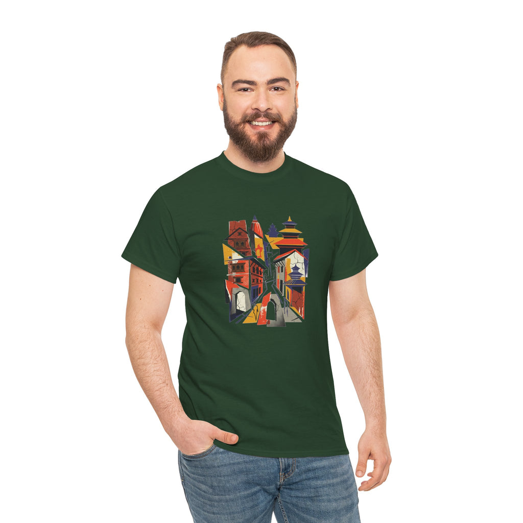 Cityscape Abstract Tee — Colorful Urban Architecture Graphic T‑Shirt