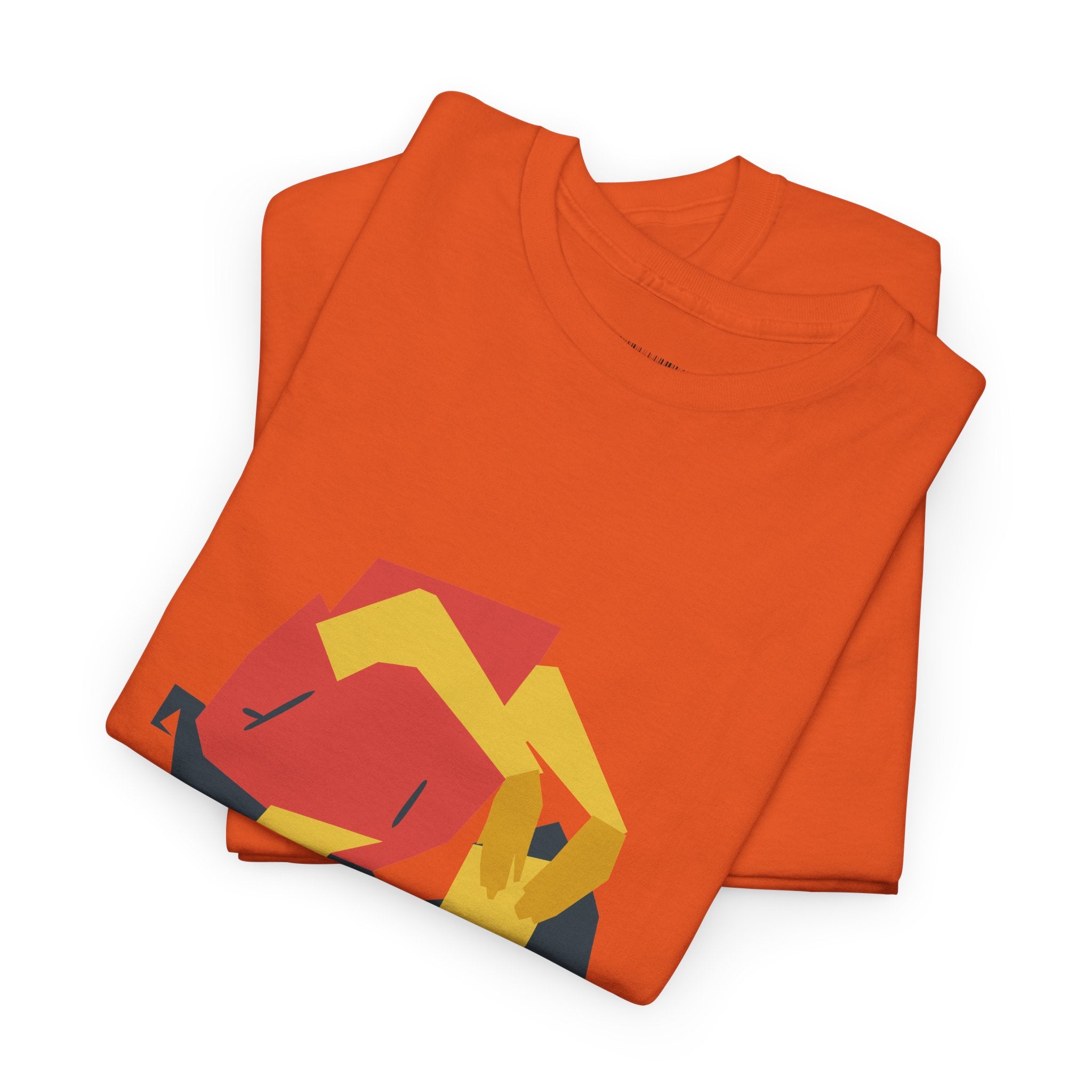Geometric Fox Tee — Stylized Red & Yellow Fox Illustration T-Shirt