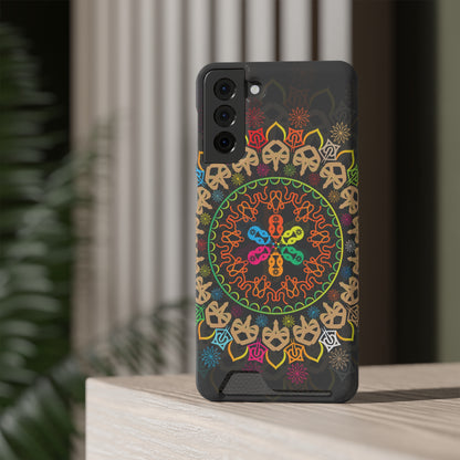 Colorful Mandala Phone Case with Card Holder, Bohemian Phone Accessory, Gift for Him/Her, Vibrant Smartphone Case, Artistic Phone Cover