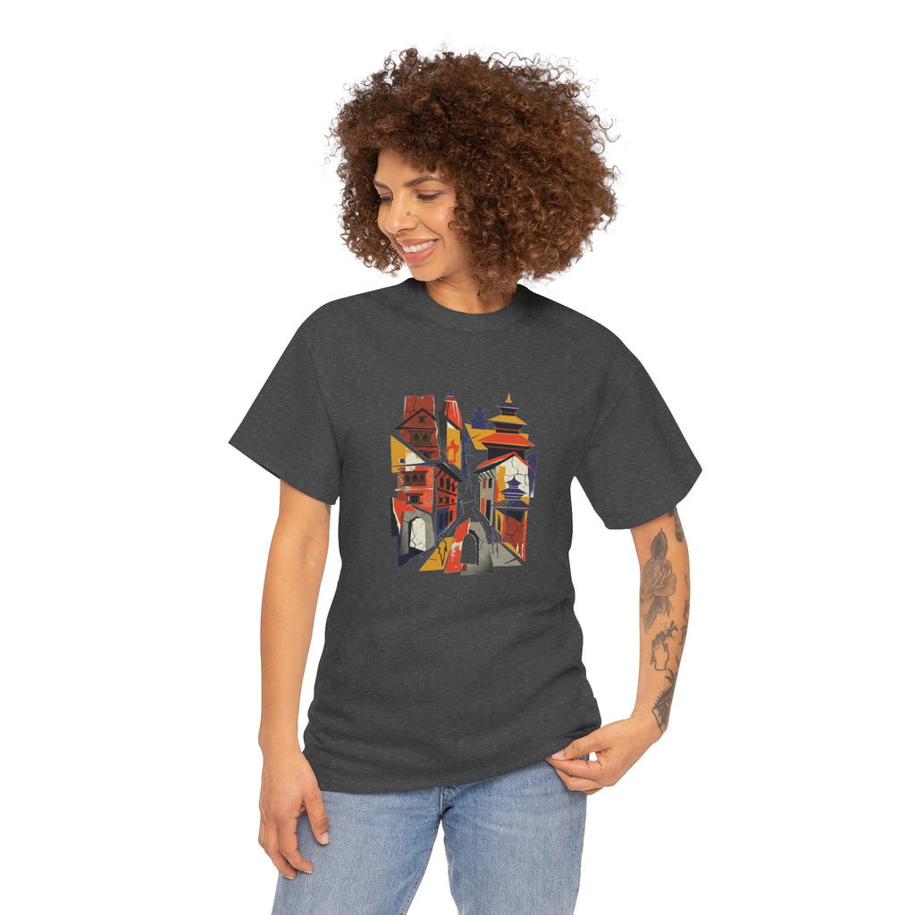 Cityscape Abstract Tee — Colorful Urban Architecture Graphic T‑Shirt