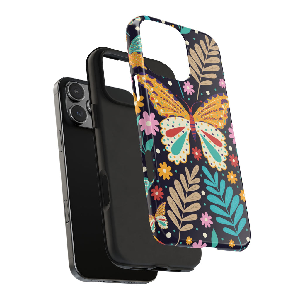 Floral Butterfly Tough Phone Case — Colorful Garden Protective Cover