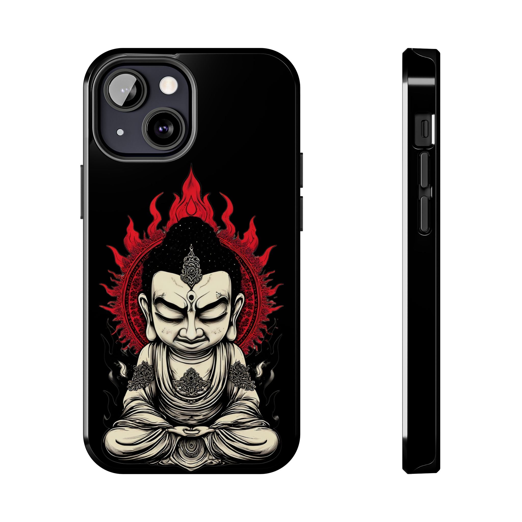 Meditative Buddha Tough Phone Case — Red Flame Zen Protection