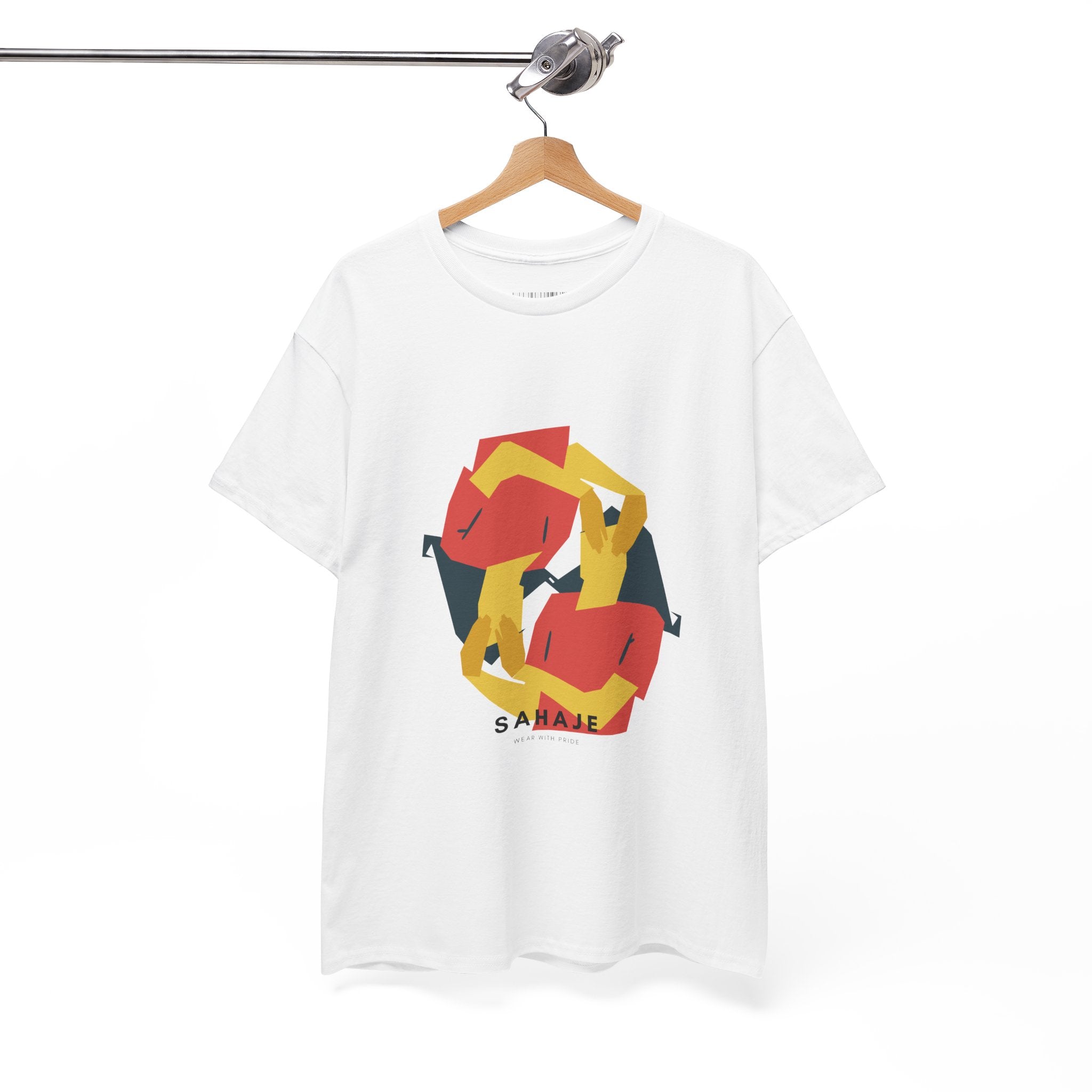 Geometric Fox Tee — Stylized Red & Yellow Fox Illustration T-Shirt