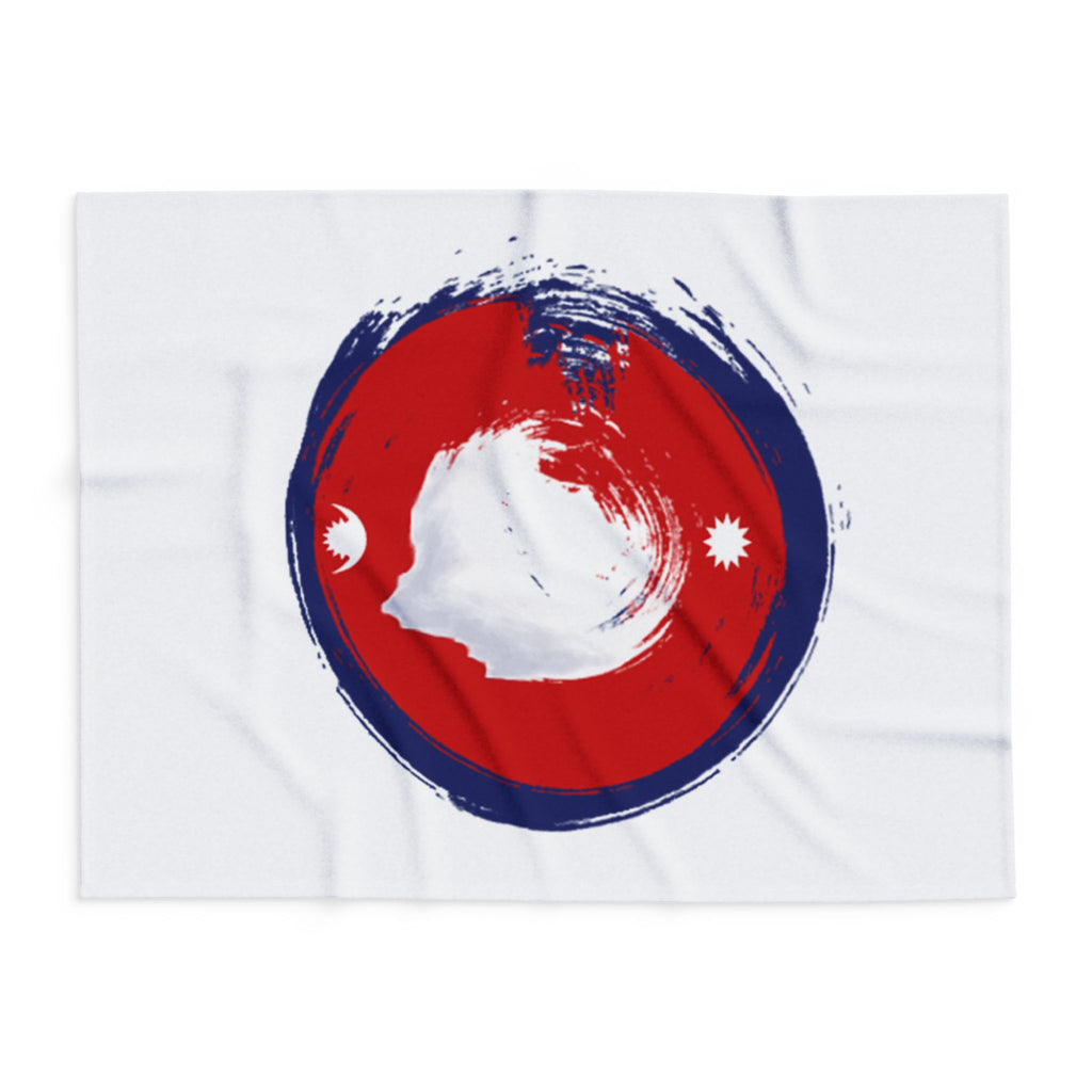 Fleece Blanket — Nepal Flag Brush Stroke Circle Design