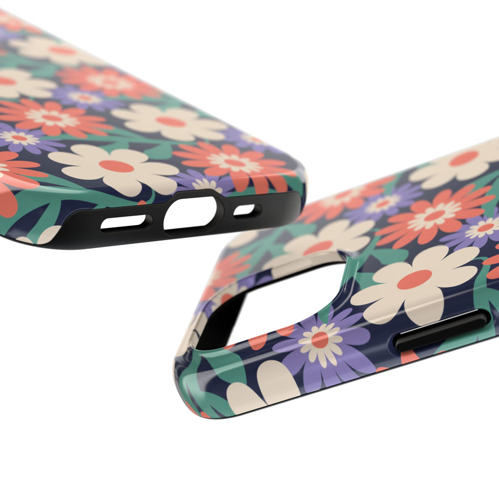 Floral Tough Phone Case — Retro Daisies Protective Phone Cover