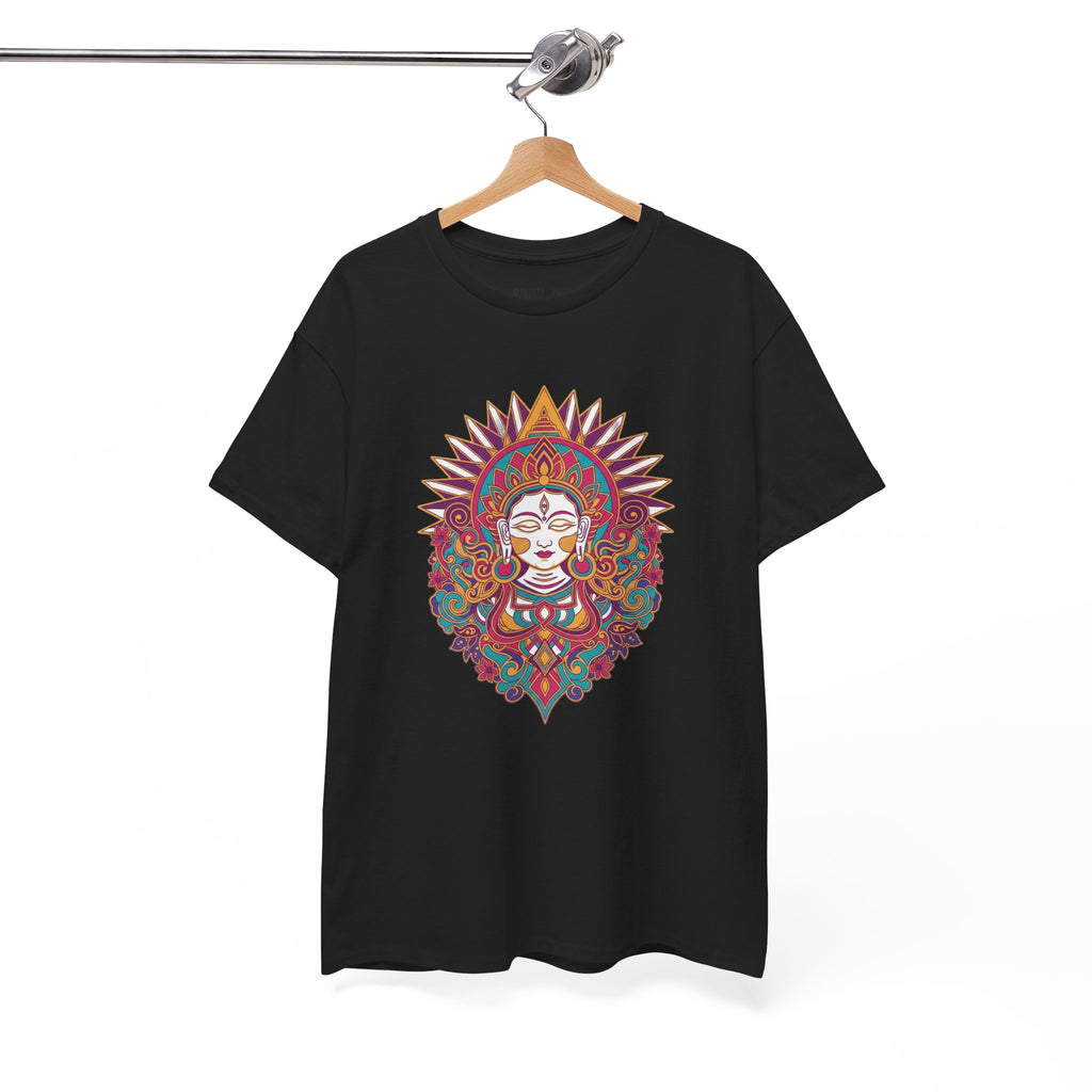 Spiritual Goddess Sun Mandala Tee — Colorful Boho Yoga T‑Shirt