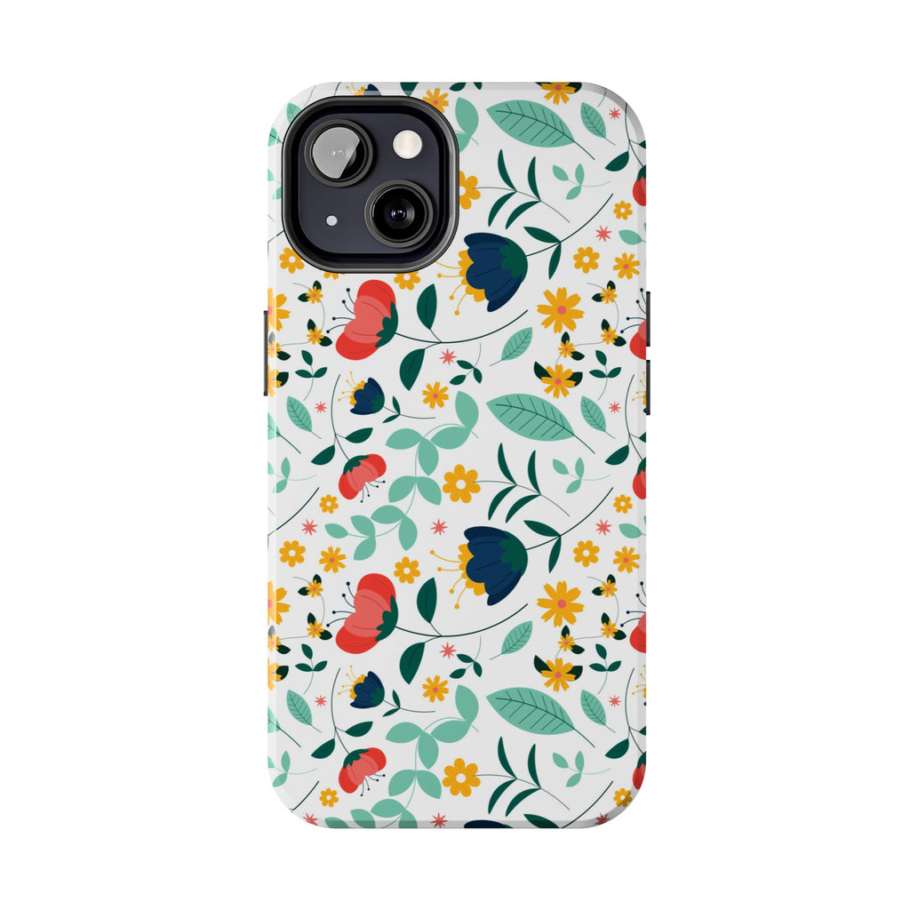 Floral Pattern Tough Phone Case — Colorful Spring Flowers Phone Cover