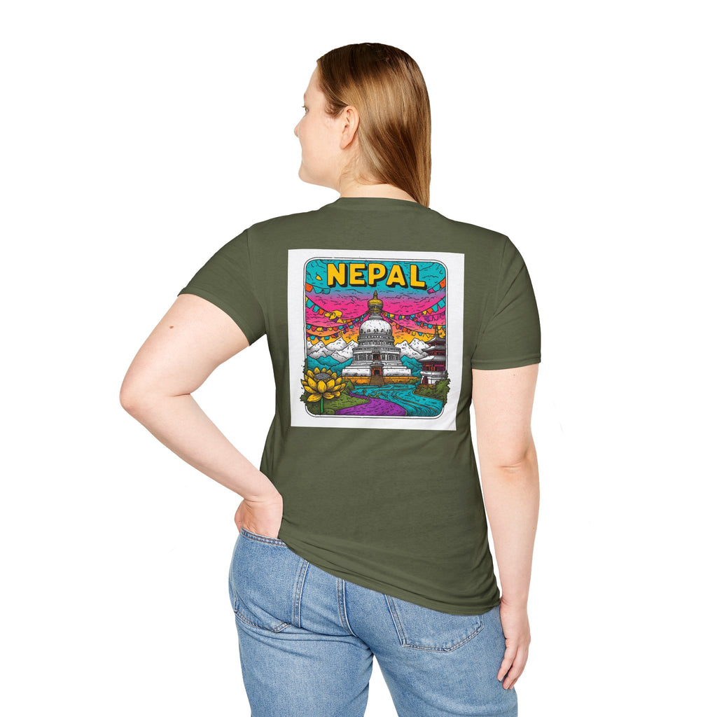 Nepal Graphic T-Shirt — Colorful Stupa Travel Tee