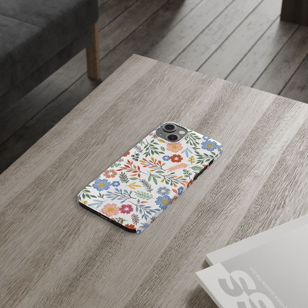 Slim Floral Phone Case — Colorful Hand-Drawn Wildflower Design