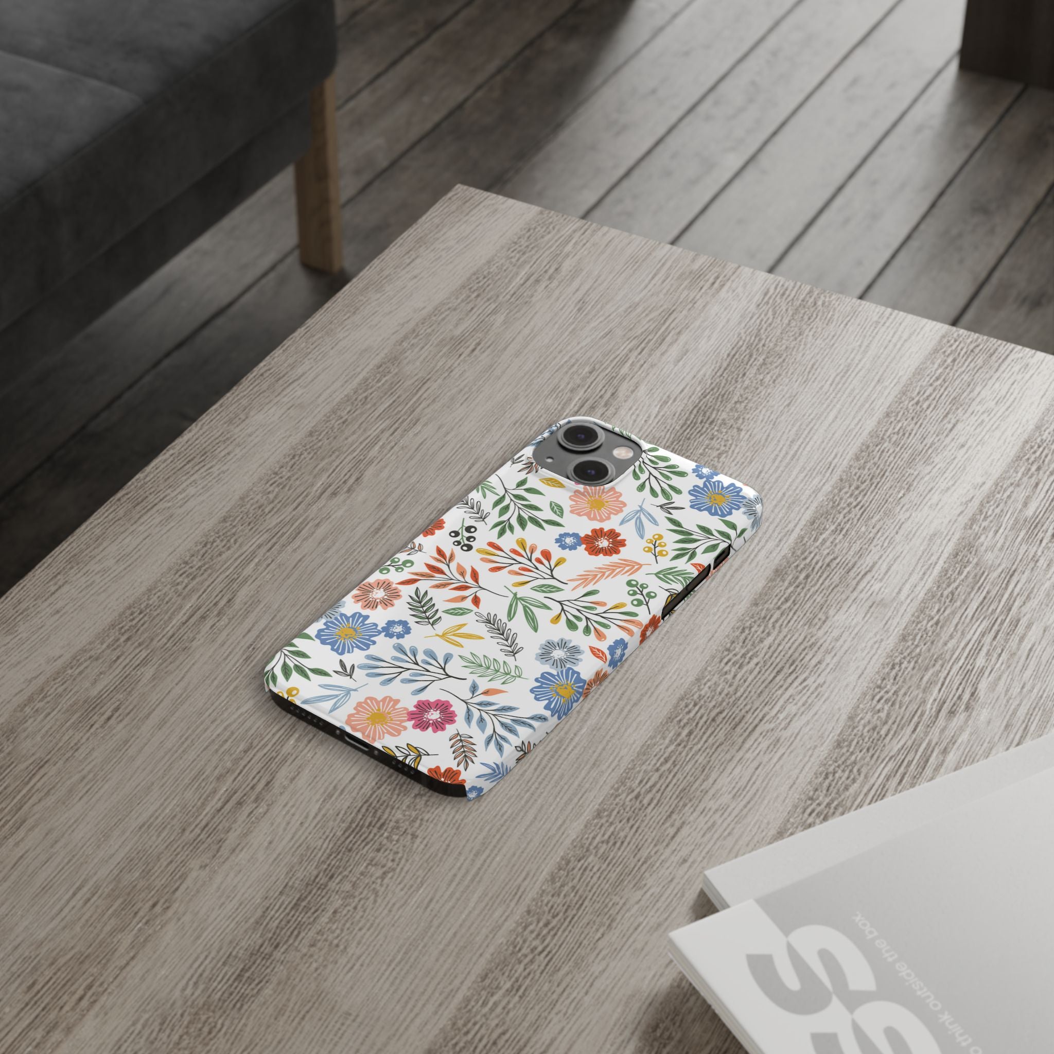 Slim Floral Phone Case — Colorful Hand-Drawn Wildflower Design