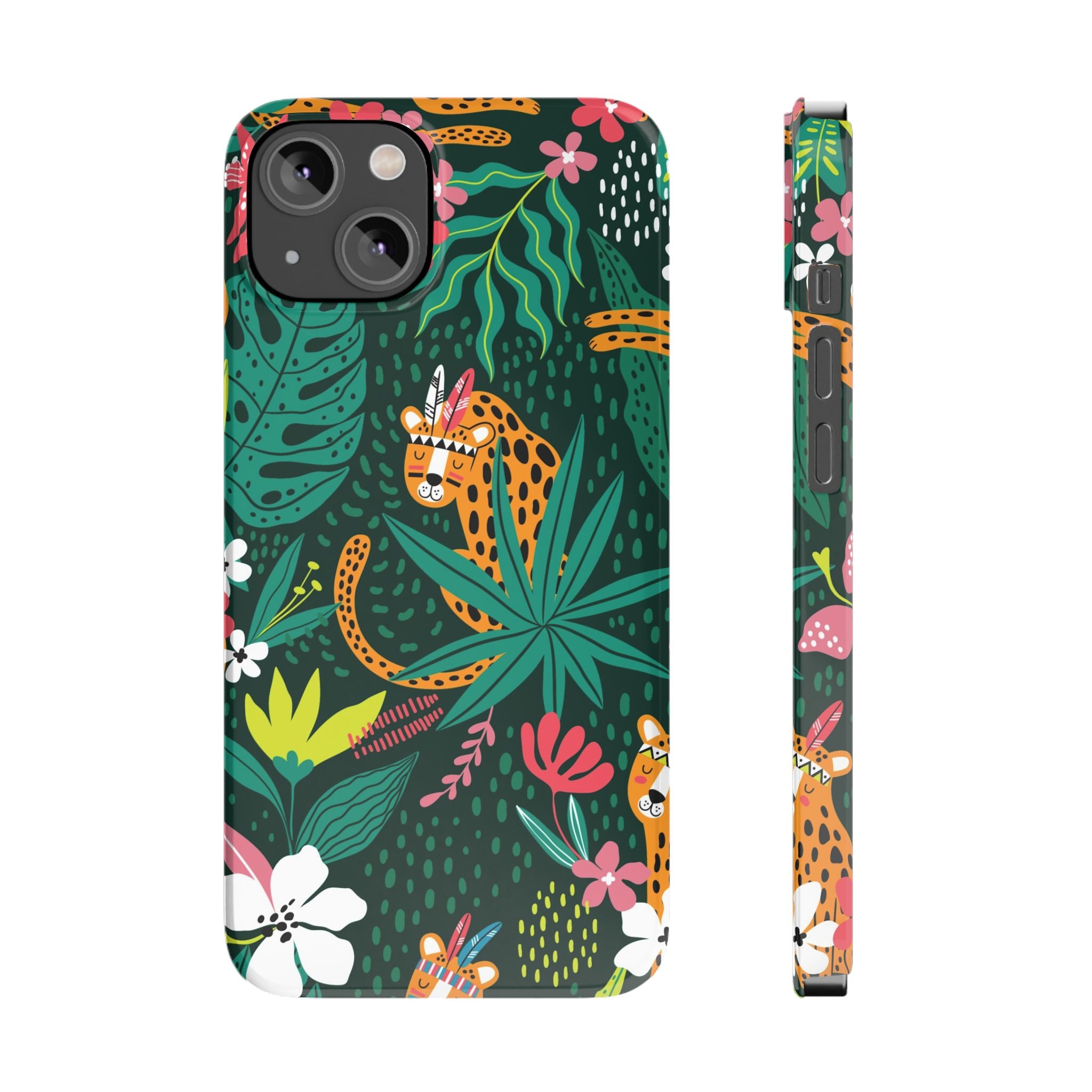 Slim Phone Case — Tropical Jungle Leopard Floral Pattern (Slim Protective Phone Cover)