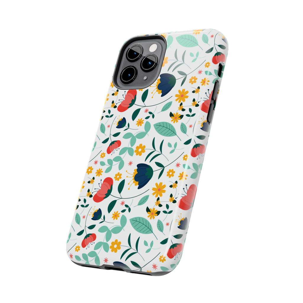 Floral Pattern Tough Phone Case — Colorful Spring Flowers Phone Cover