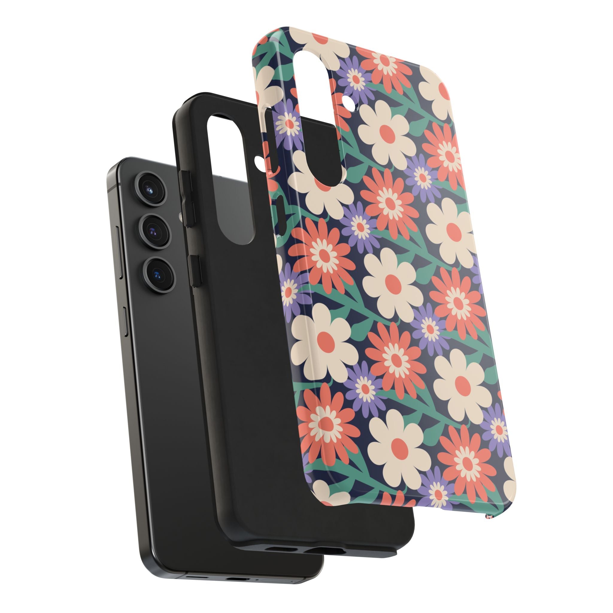 Floral Tough Phone Case — Retro Daisies Protective Phone Cover