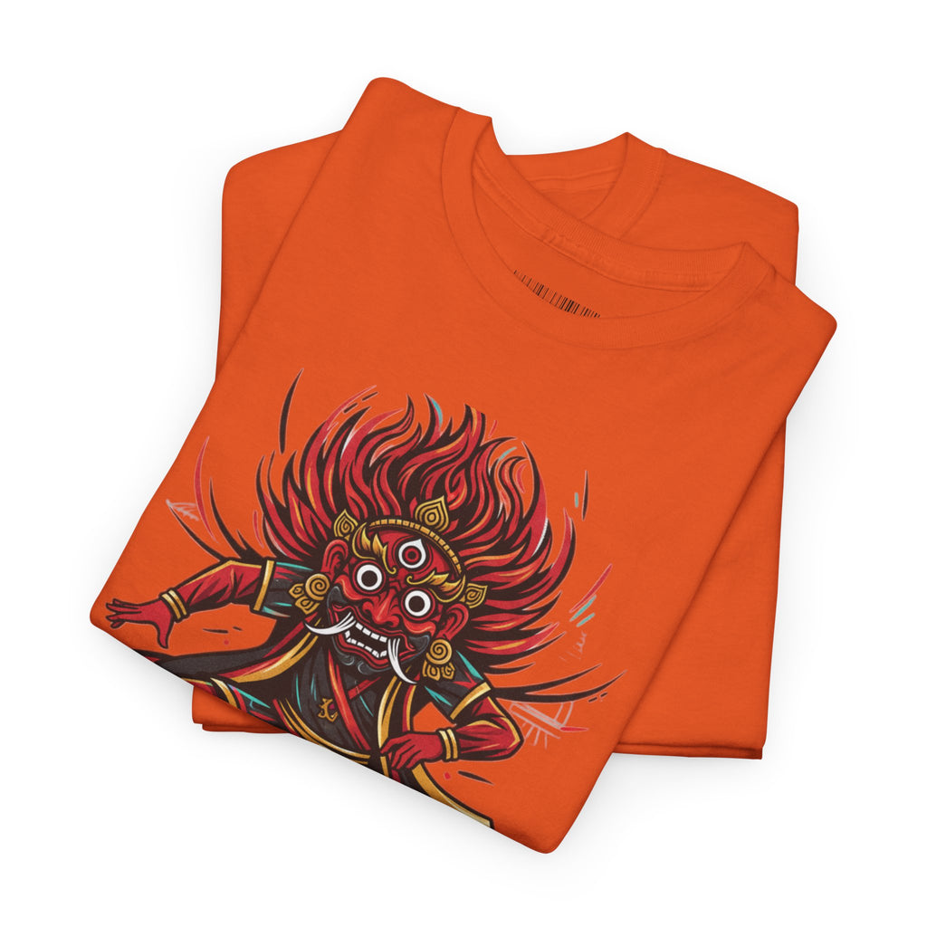 T-Shirt — Fierce Red Oni Demon Graphic Tee (Mythic Japanese Mask Design)