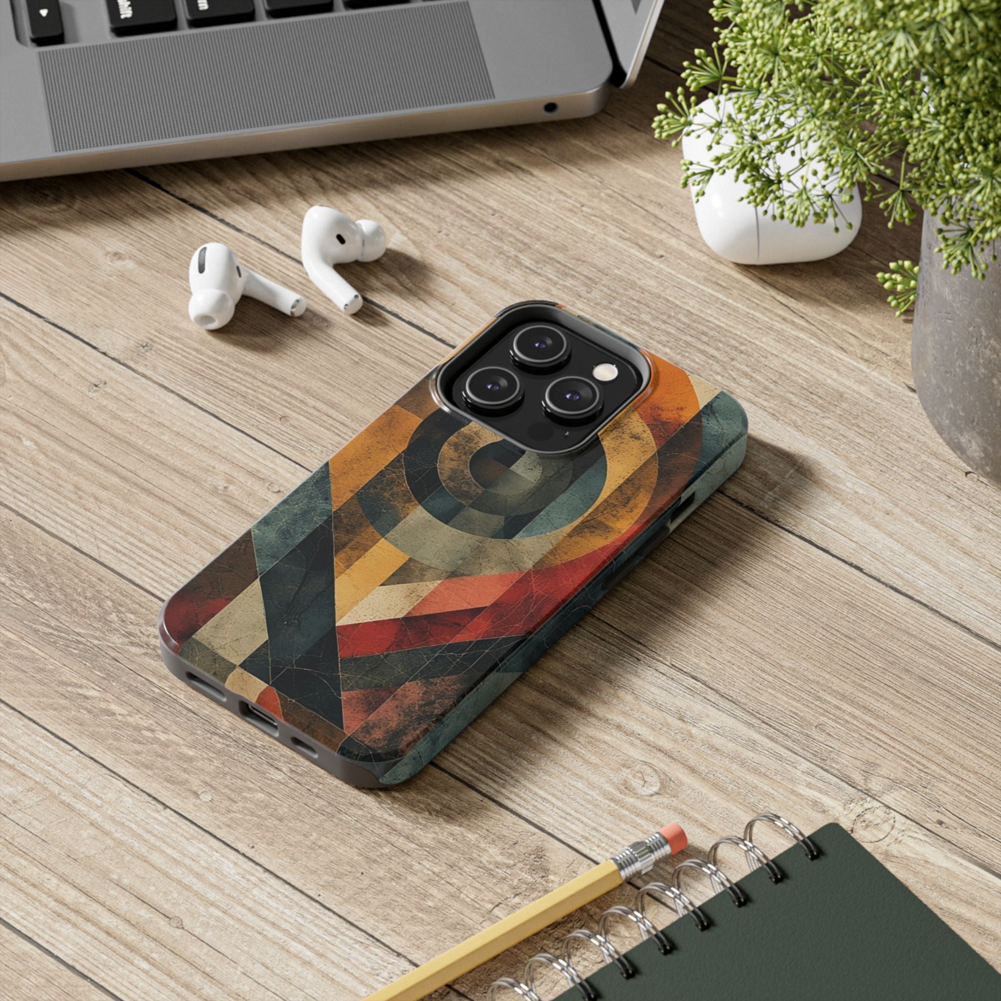 Retro Geometric Tough Phone Case — Vintage Target Circle Design