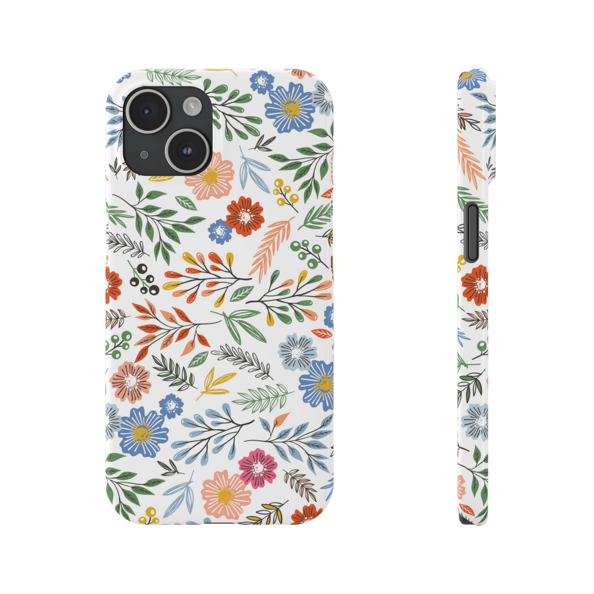 Slim Floral Phone Case — Colorful Hand-Drawn Wildflower Design