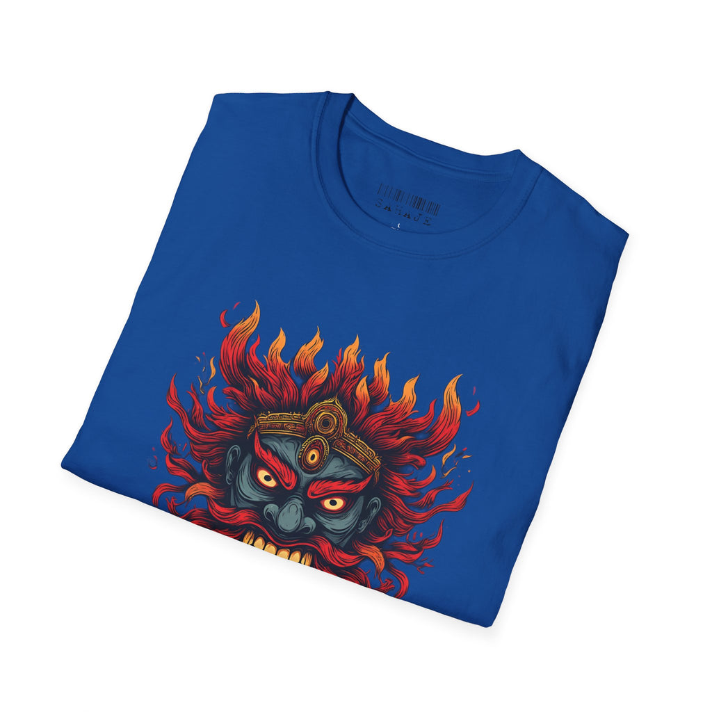 Flaming Demon Mask T-Shirt — Fierce Tattoo-Style Graphic Tee