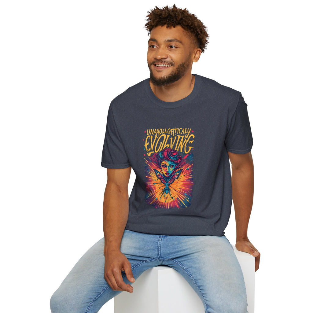 Unapologetically Evolving T-Shirt — Vibrant Butterfly Woman Graphic Tee