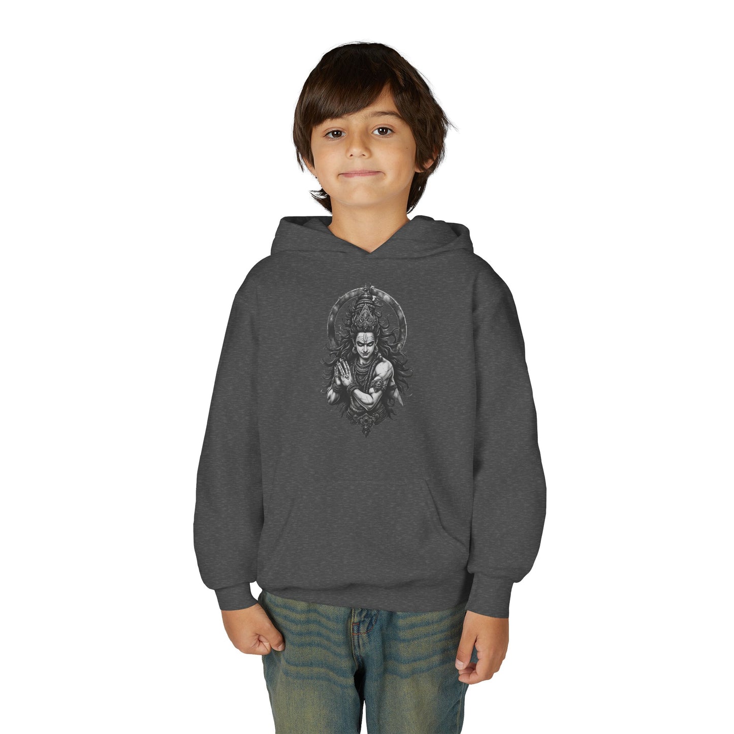 Youth Hoodie with Gothic Goddess Skull Art — Dark Fantasy Graphic Pullover