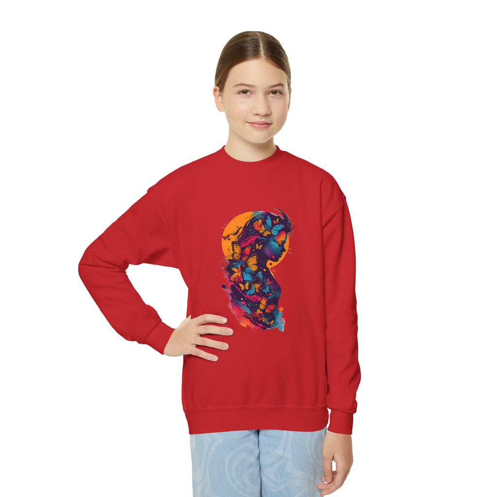 Youth Sweatshirt — Colorful Astronaut Silhouette Crewneck