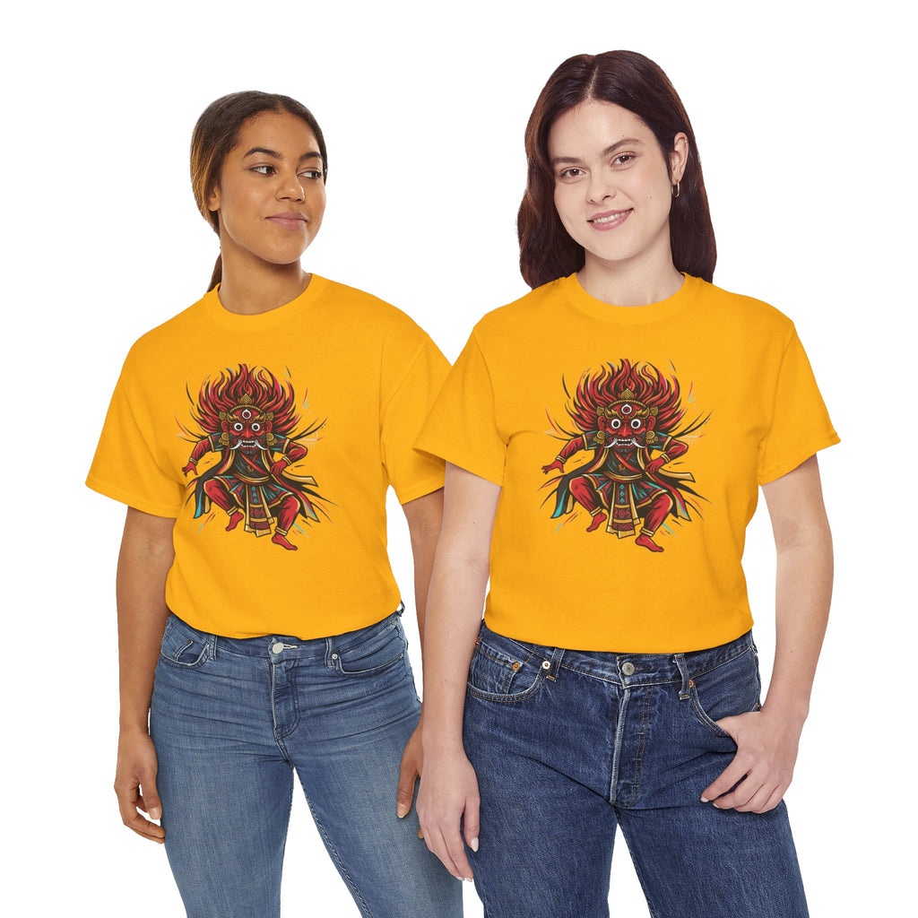 T-Shirt — Fierce Red Oni Demon Graphic Tee (Mythic Japanese Mask Design)