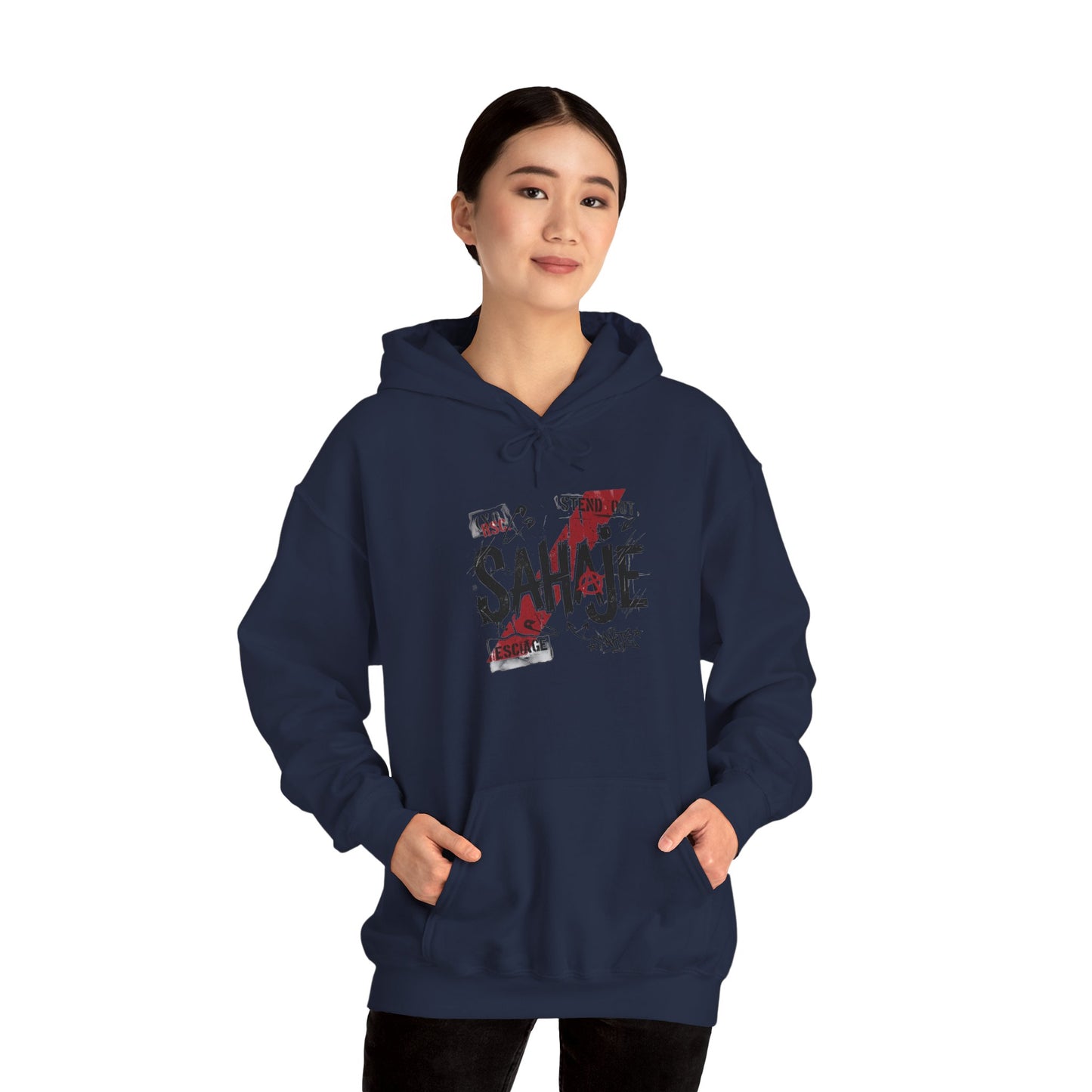Sahaje Graphic Hoodie – Distressed Vintage Script Pullover