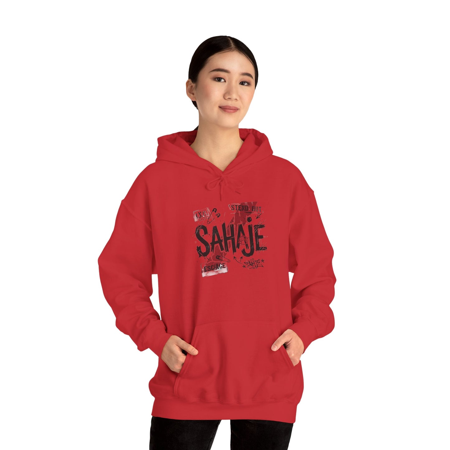 Sahaje Graphic Hoodie – Distressed Vintage Script Pullover