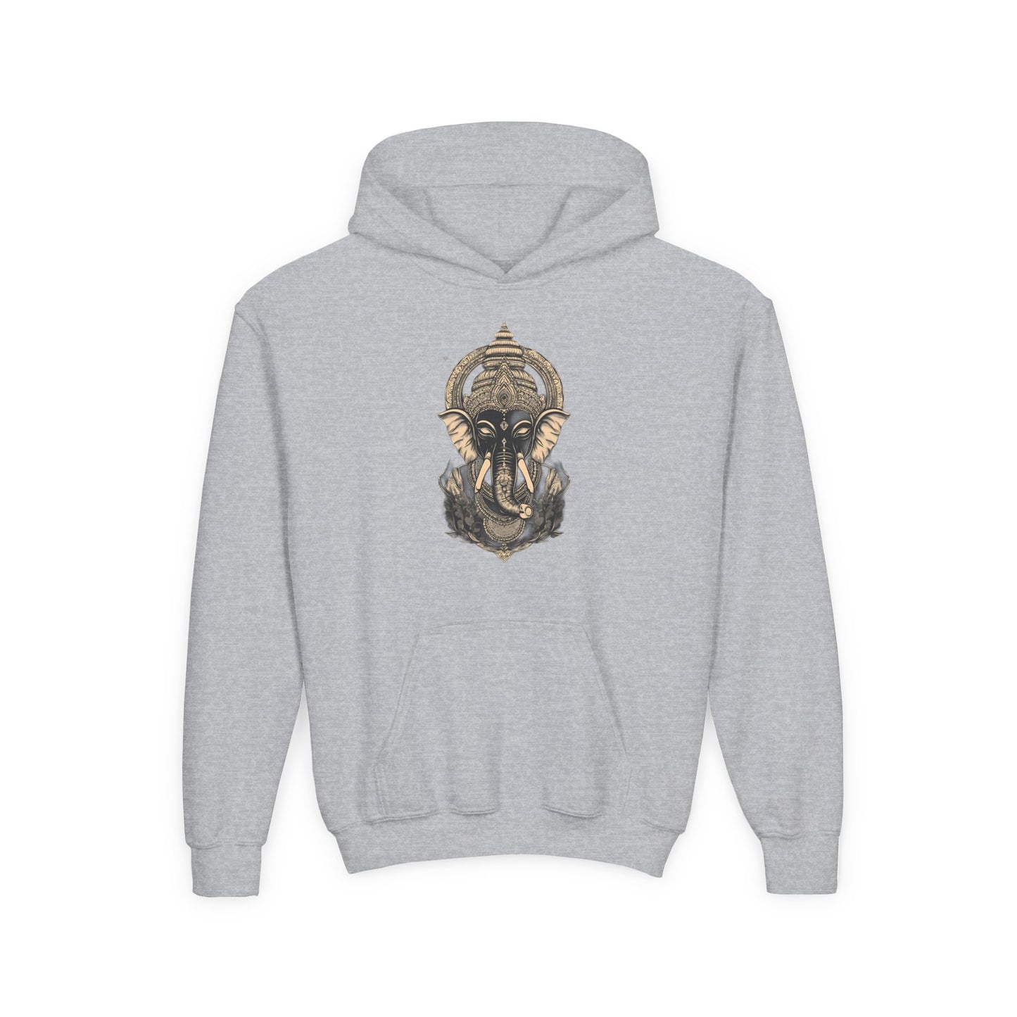 Youth Hoodie — Majestic Ganesha Elephant Art Graphic