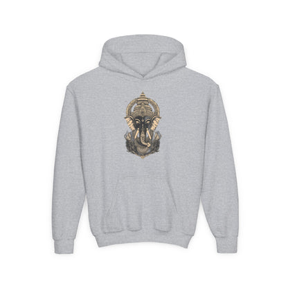 Youth Hoodie — Majestic Ganesha Elephant Art Graphic