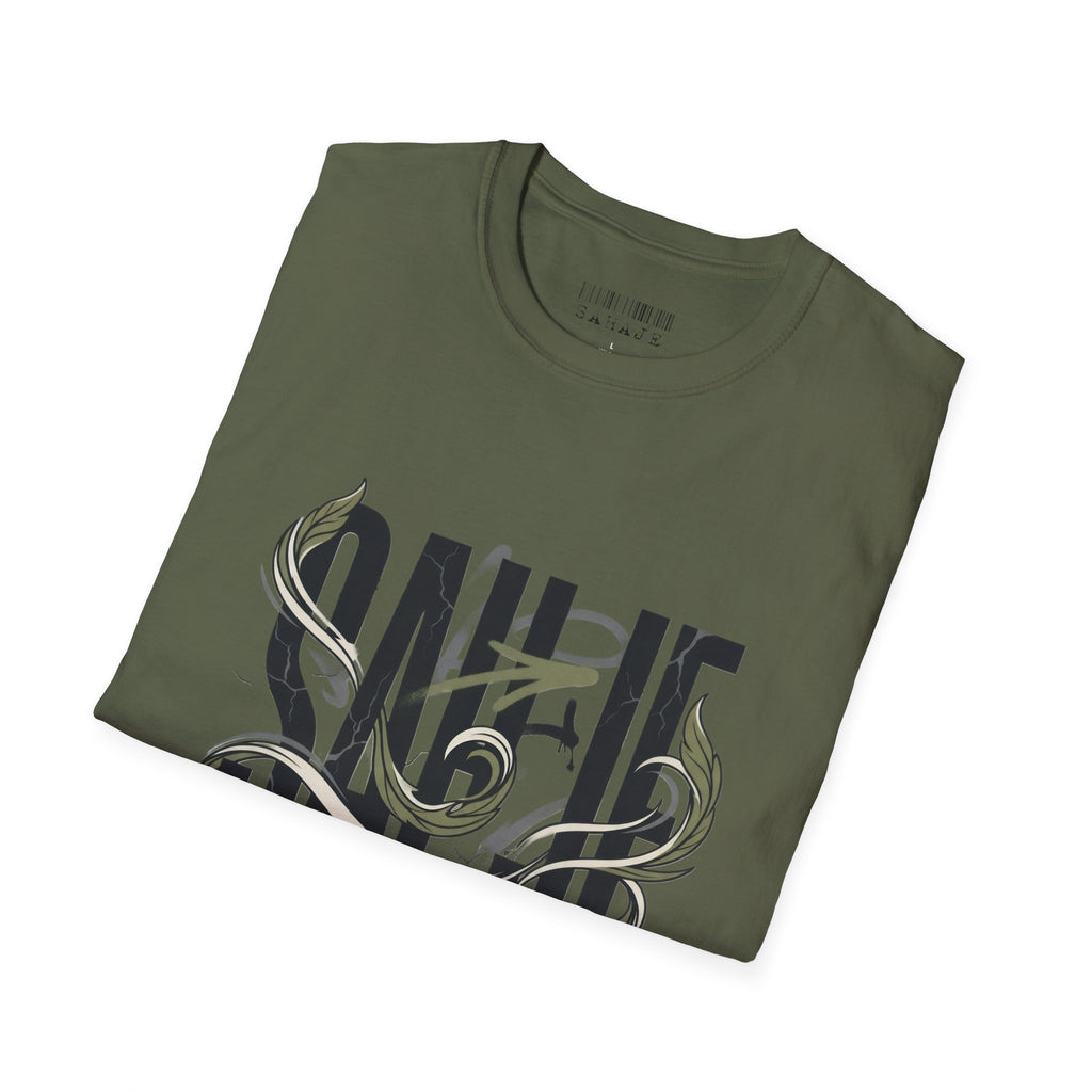 Saurus Graphic T-Shirt — Retro Block Lettering with Snake Illustration